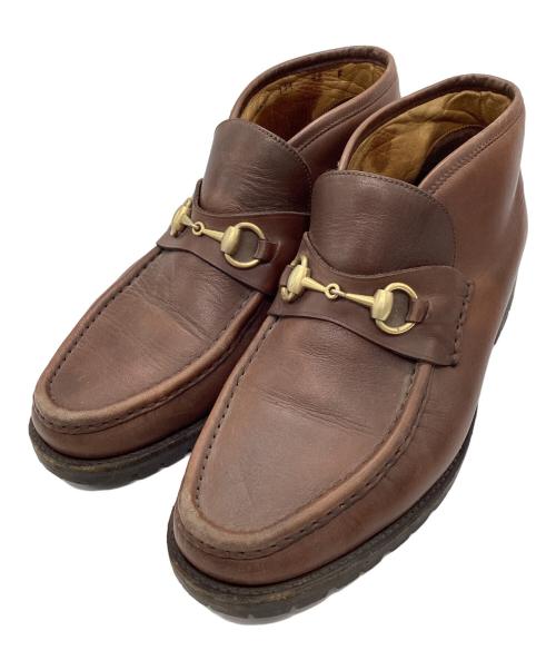 中古・古着通販】GUCCI (グッチ) ホースビットチャッカブーツ ブラウン