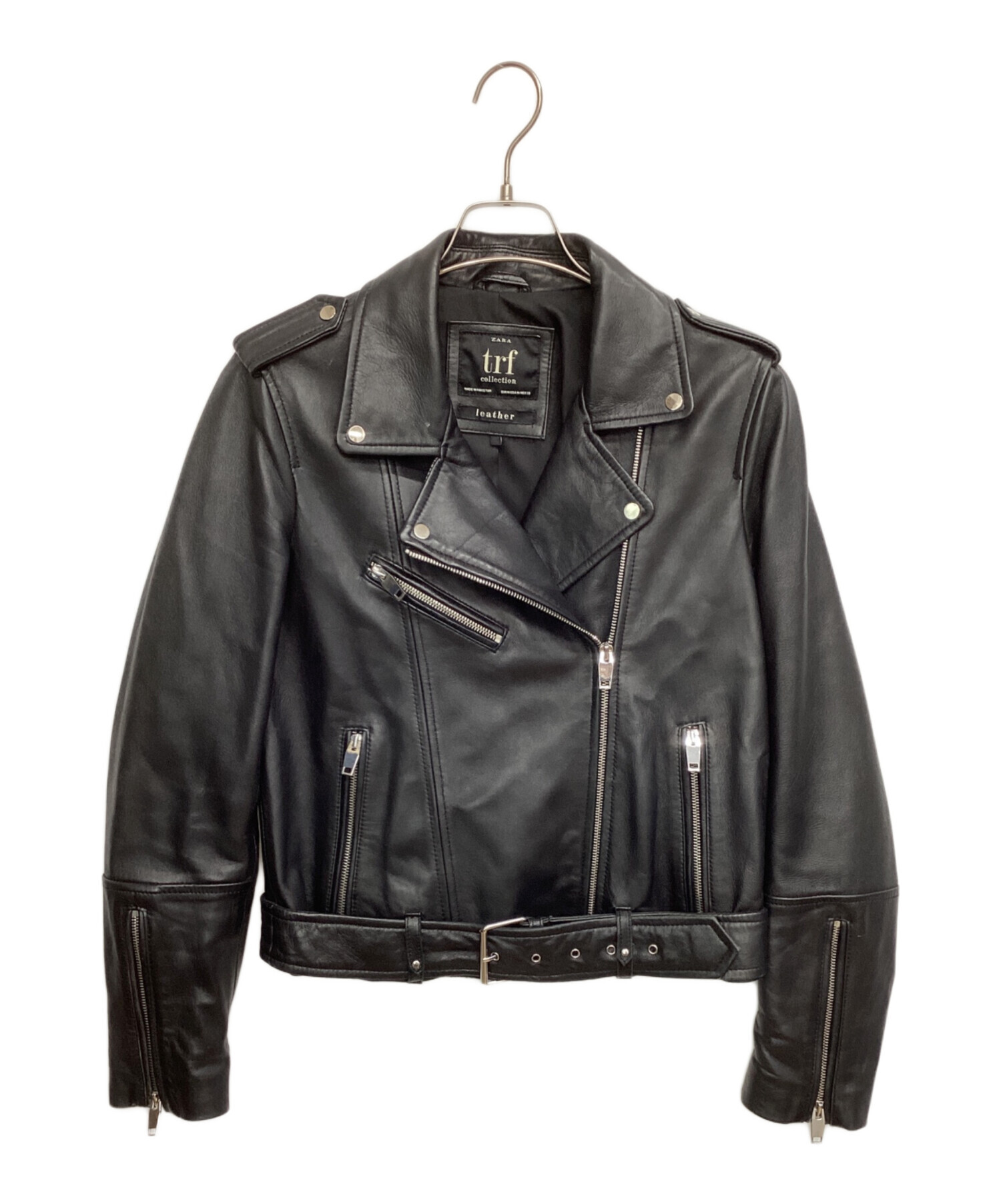 ZARA ブラック シングルライダースジャケット 美品 試着のみ 中古・古着通販】ZARA (ザラ) ライダースジャケット ブラック サイズ