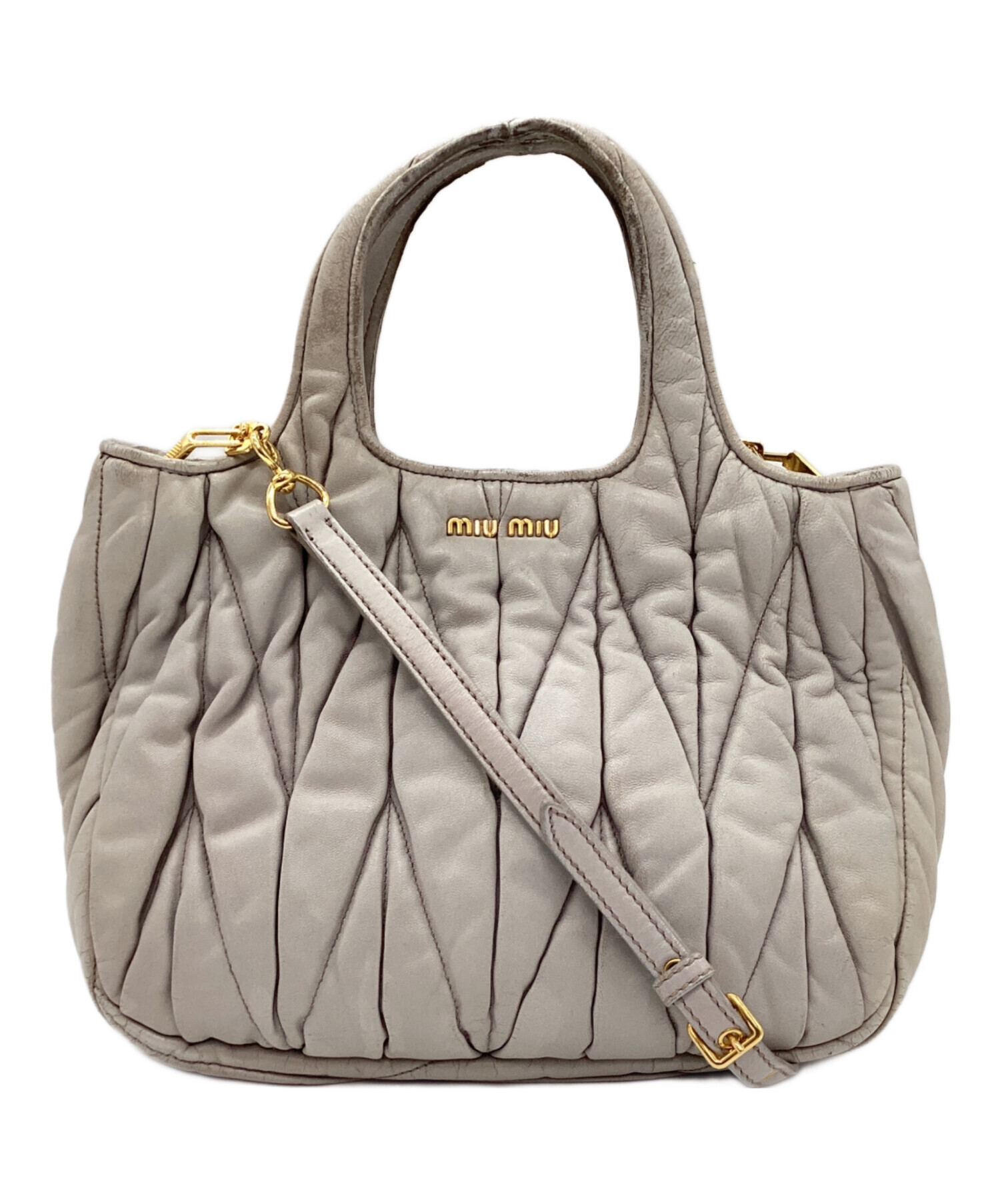 購*た様 miu miu 2way ショルダーバッグ 中古・古着通販】MIU MIU (ミュウミュウ) 2WAYショルダーバッグ グレー