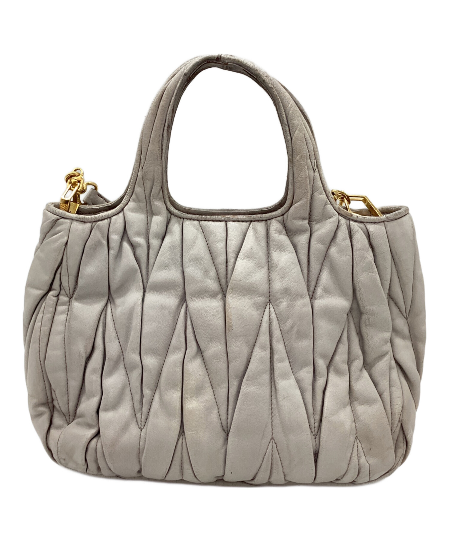 miu miu 2way ショルダーバッグ 中古・古着通販】MIU MIU (ミュウミュウ) 2WAYショルダーバッグ グレー