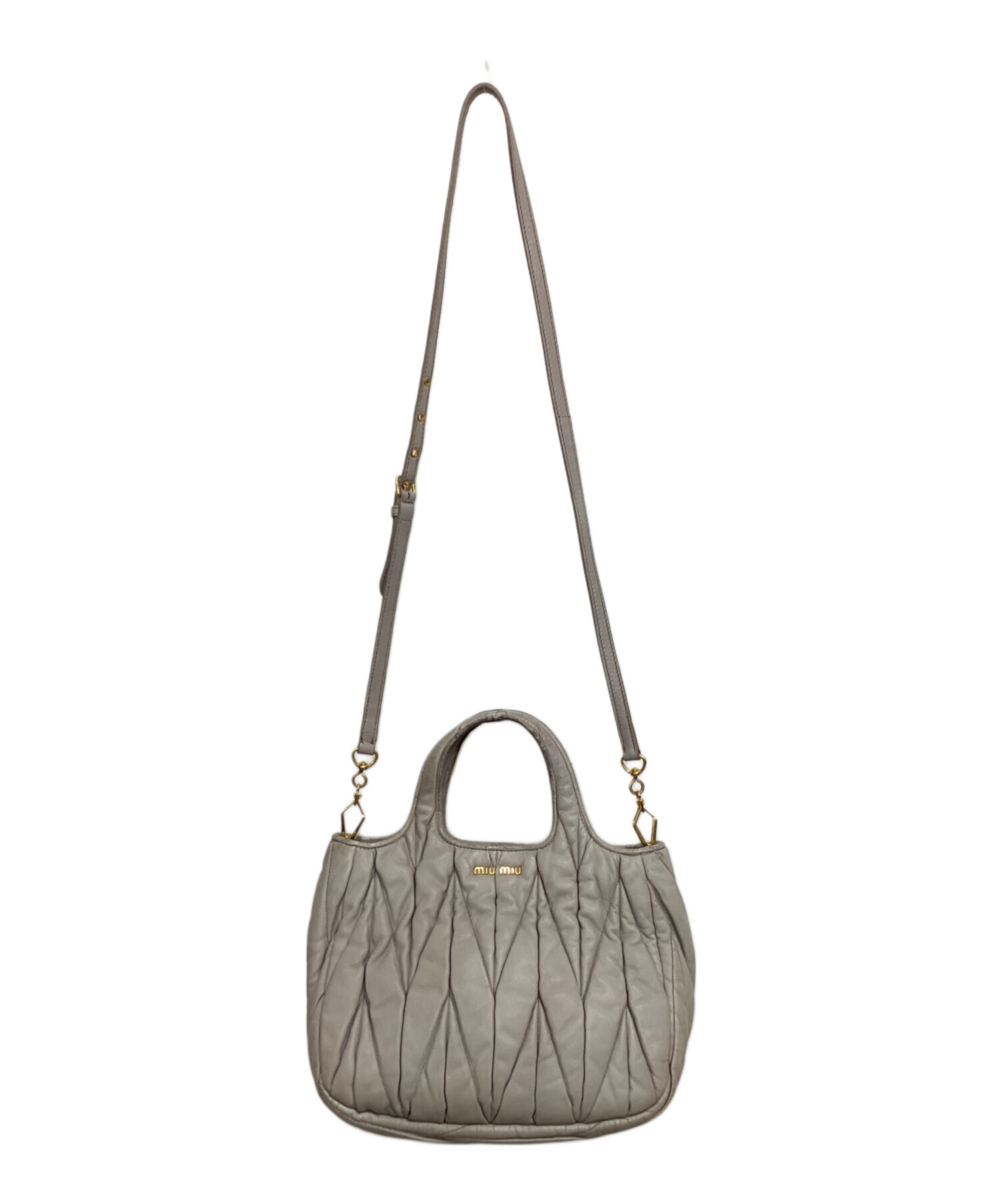 中古・古着通販】MIU MIU (ミュウミュウ) 2WAYショルダーバッグ グレー 中古・古着通販】MIU MIU (ミュウミュウ) 2WAYショルダーバッグ グレー
