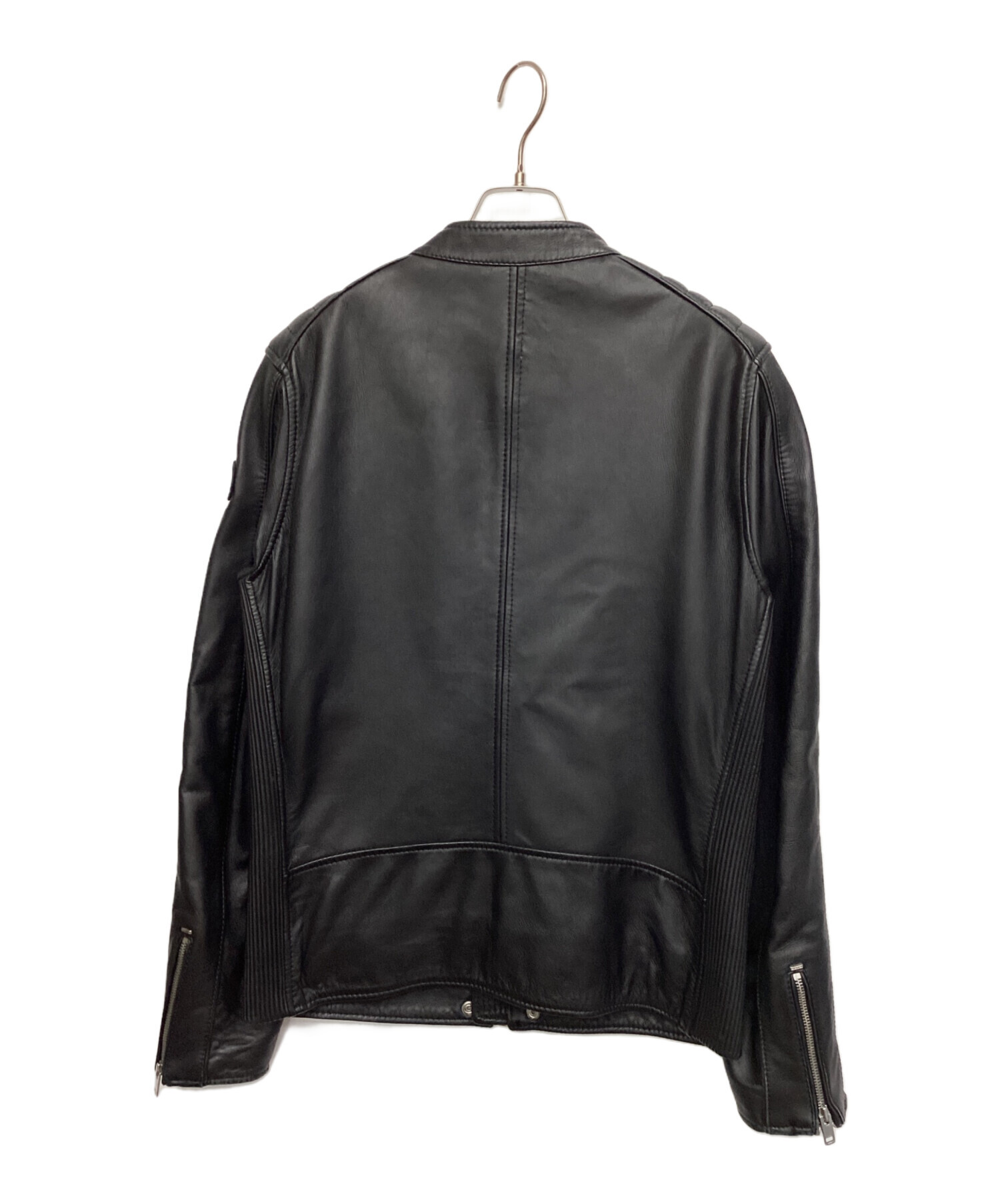 DIESEL ブラックレザーライダースジャケット 中古・古着通販】DIESEL (ディーゼル) レザーライダースジャケット
