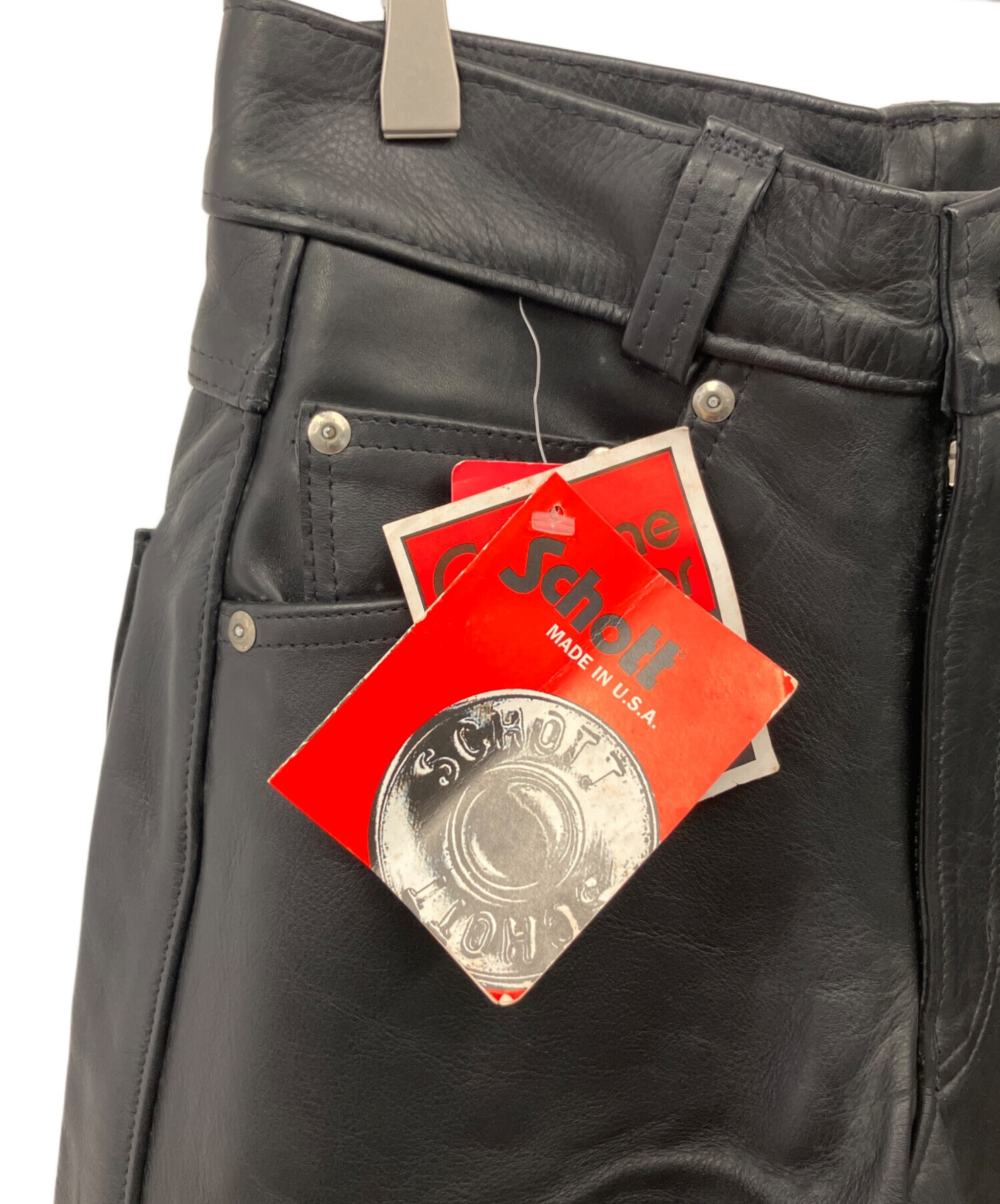 中古・古着通販】Schott (ショット) レザーパンツ ブラック サイズ