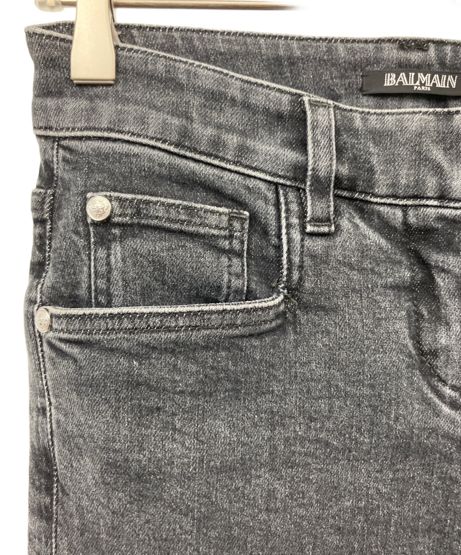 中古・古着通販】BALMAIN (バルマン) バイカーデニムパンツ ブラック