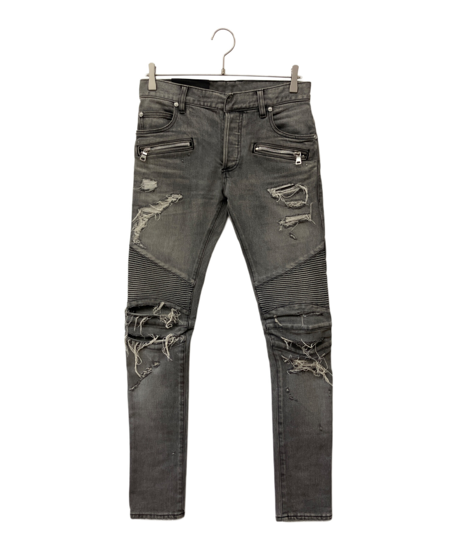 中古・古着通販】BALMAIN (バルマン) バイカーデニムパンツ ブラック