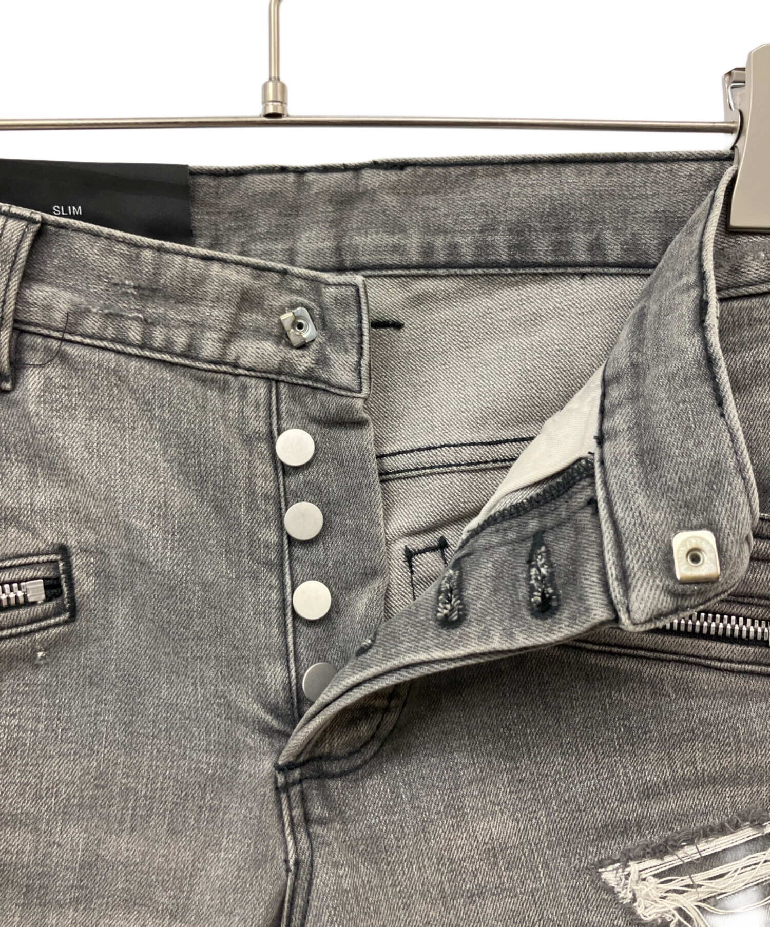中古・古着通販】BALMAIN (バルマン) バイカーデニムパンツ ブラック 中古・古着通販】BALMAIN (バルマン) バイカーデニムパンツ ブラック