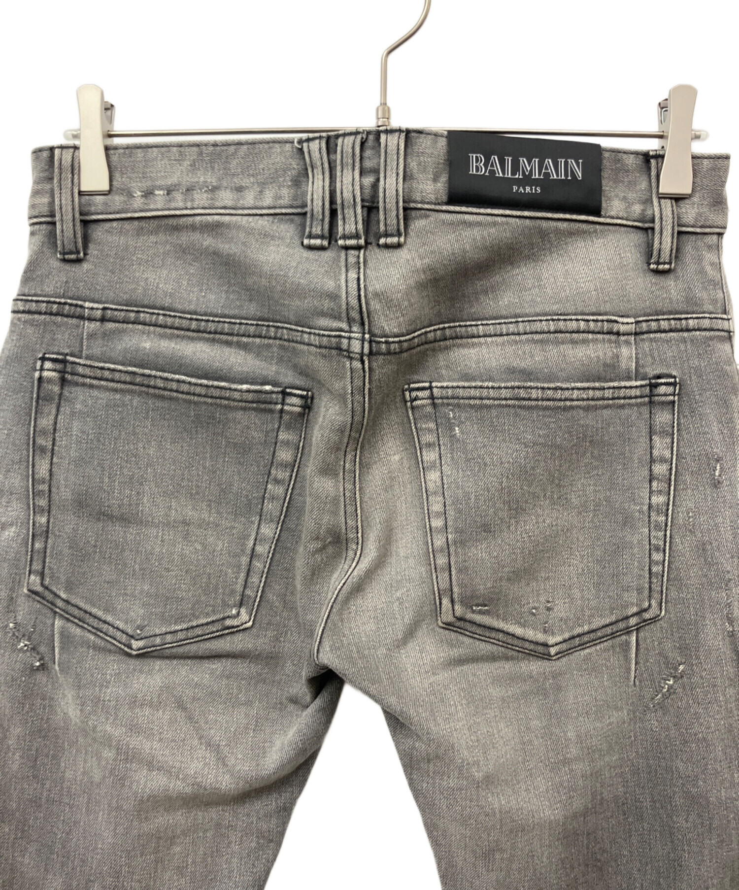 中古・古着通販】BALMAIN (バルマン) バイカーデニムパンツ ブラック 