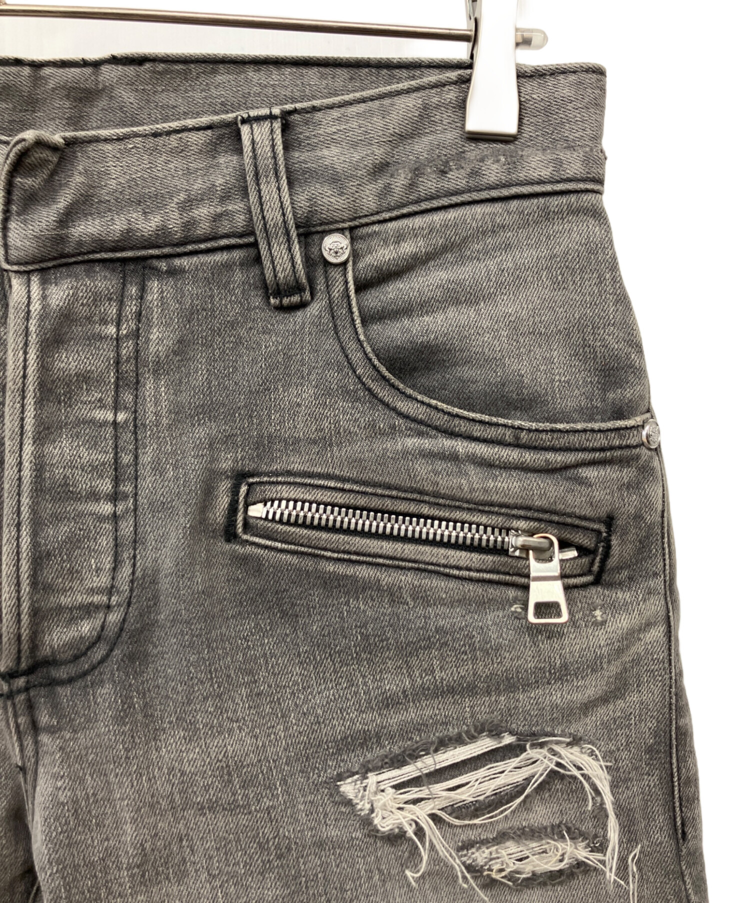 中古・古着通販】BALMAIN (バルマン) バイカーデニムパンツ ブラック