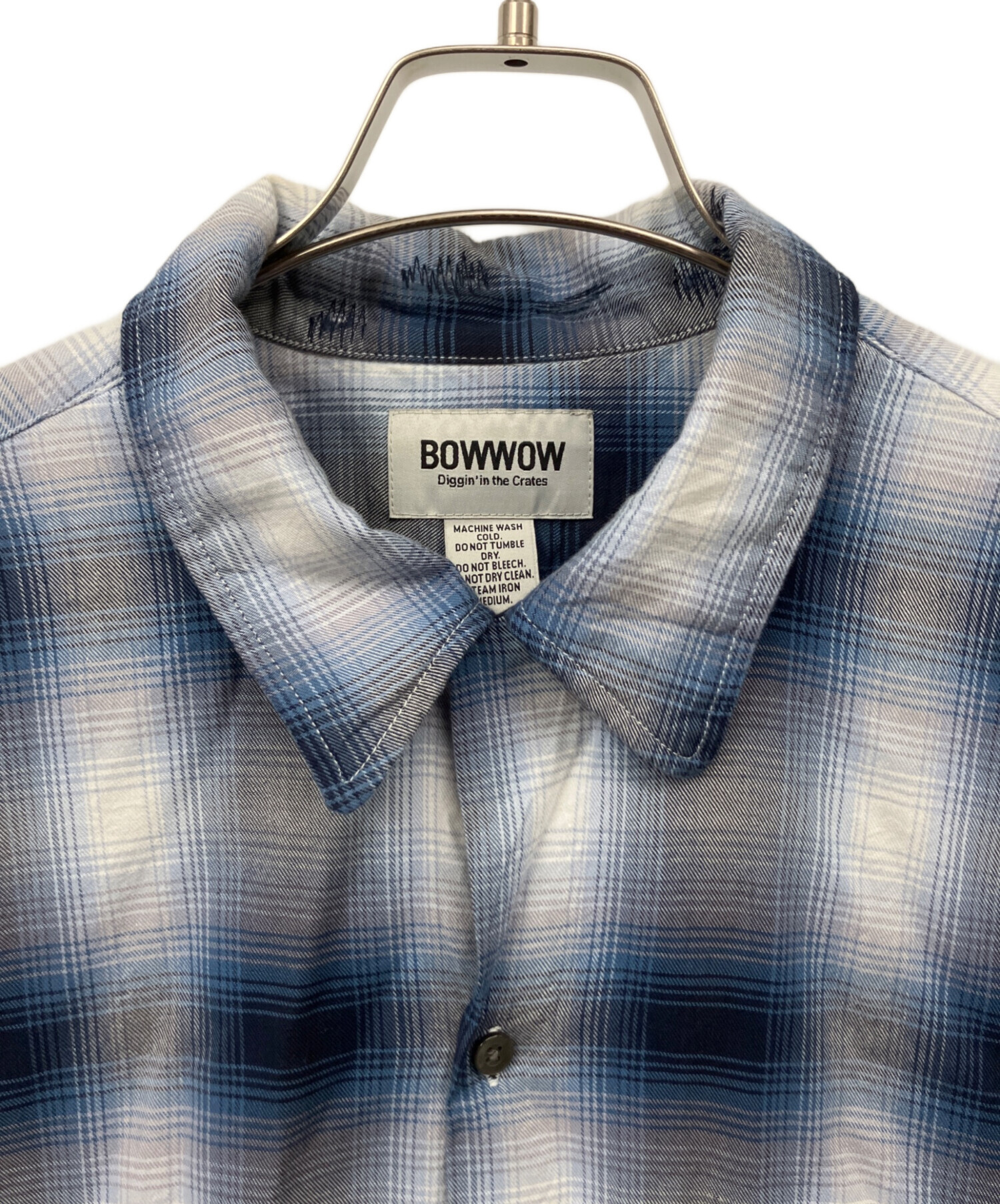 中古・古着通販】BOWWOW (バウワウ) チェックシャツ ホワイト×ブルー