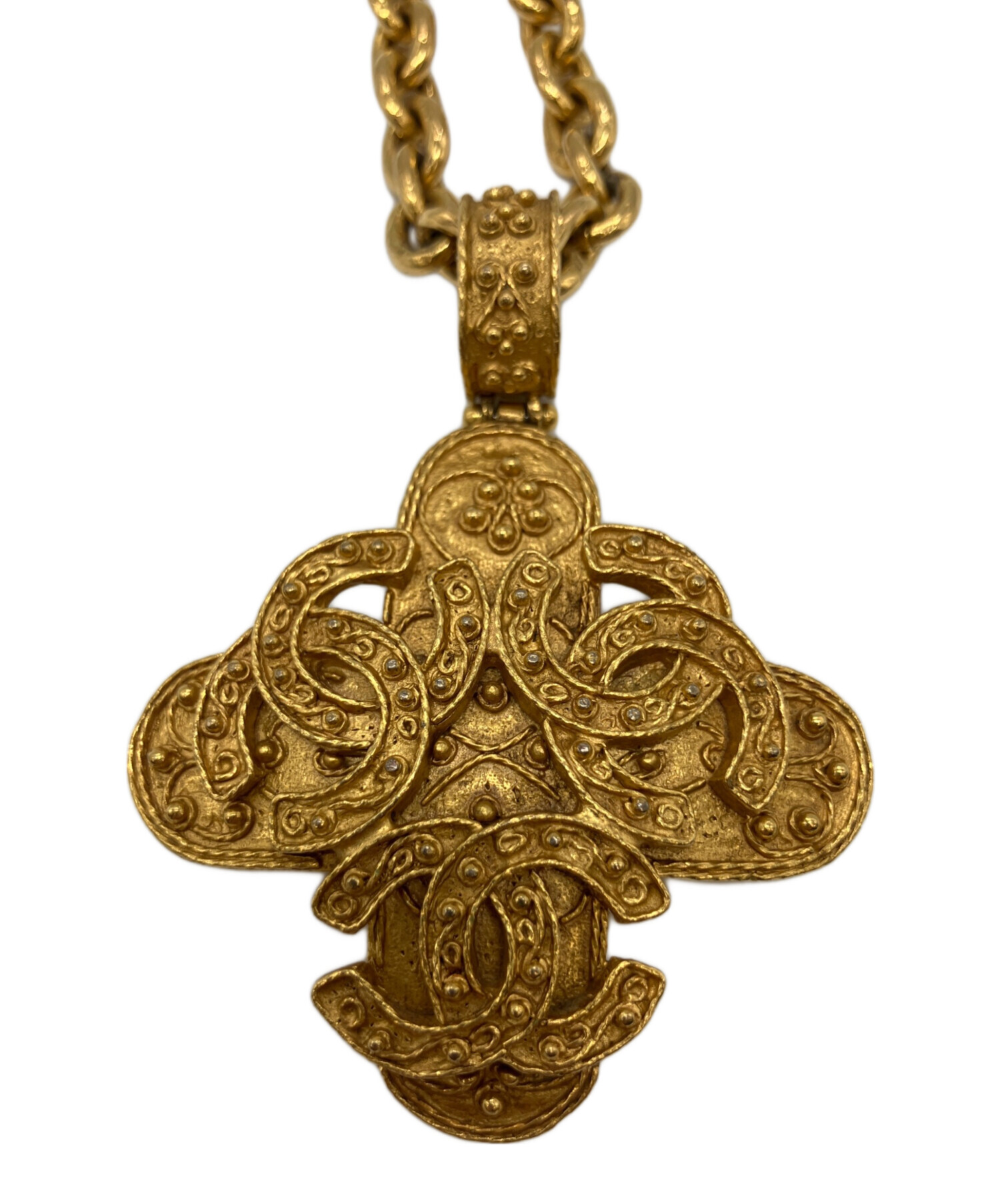 未使用　CHANELシャネル　チェーン　ココマーク　ネックレス　チョーカー　本革 CHANEL（シャネル） ココマーク チェーンチョーカー B23C ゴールドx