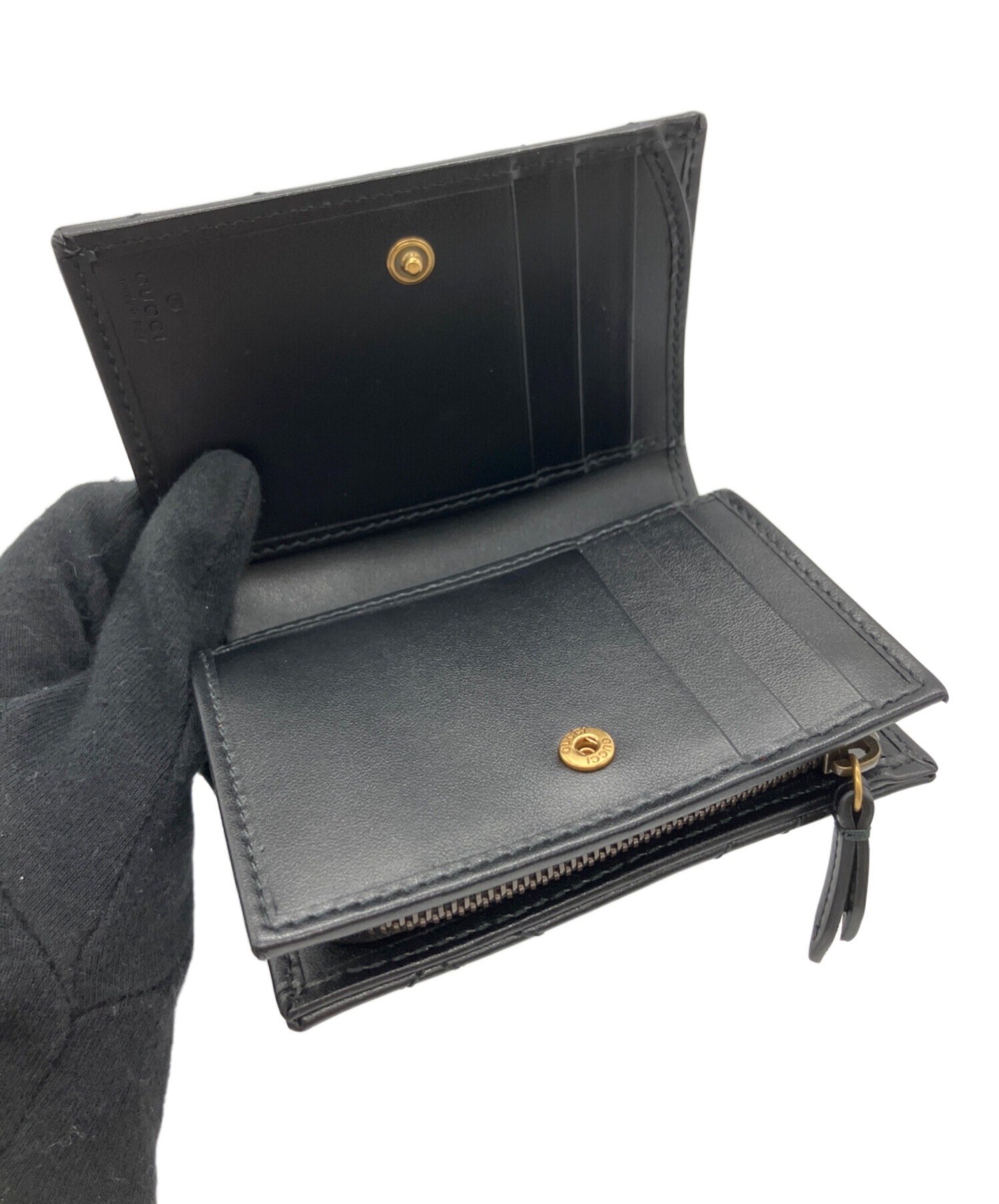 中古・古着通販】GUCCI (グッチ) 2つ折り財布 ブラック｜ブランド