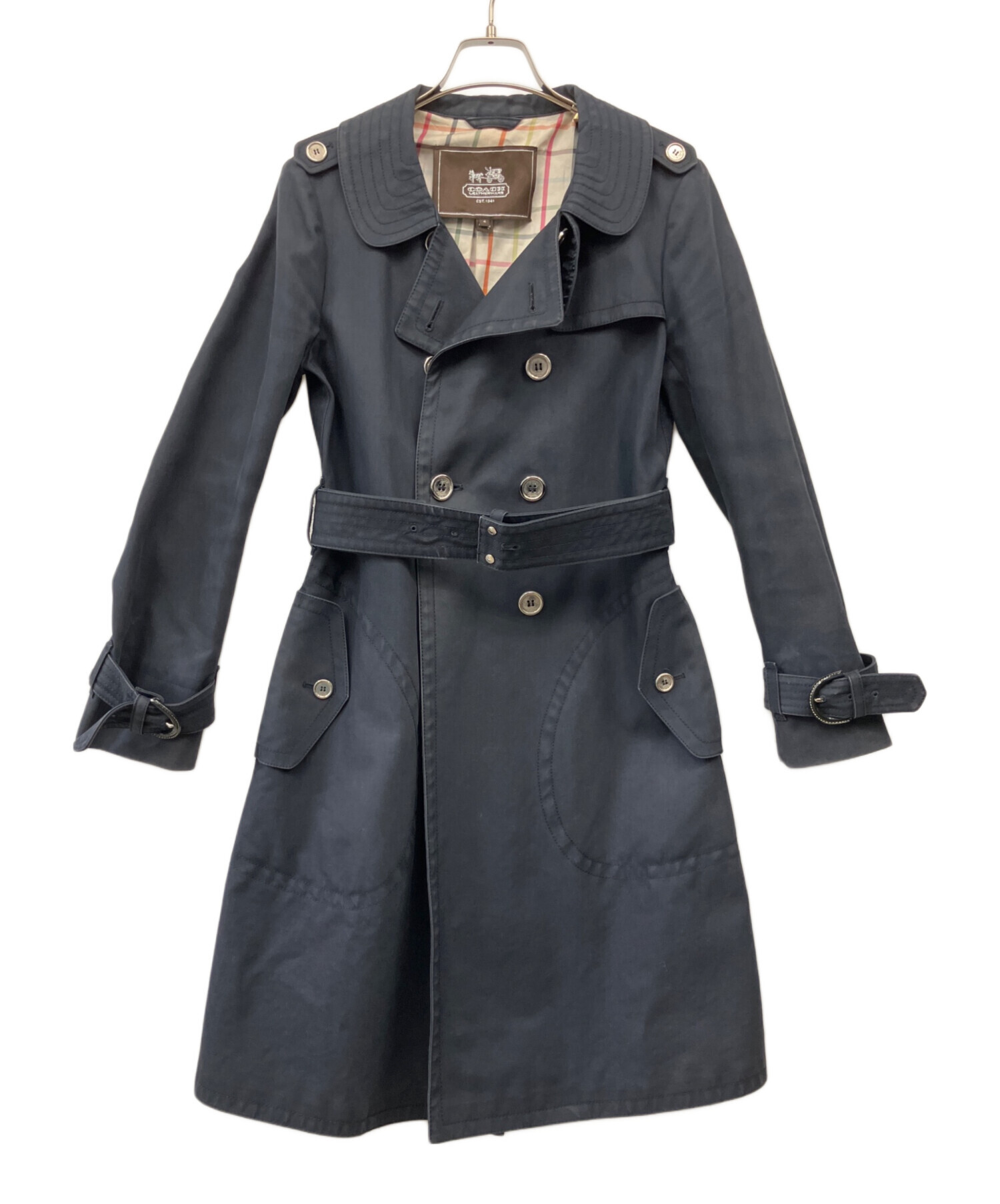 中古・古着通販】COACH (コーチ) トレンチコート ネイビー サイズ:L 