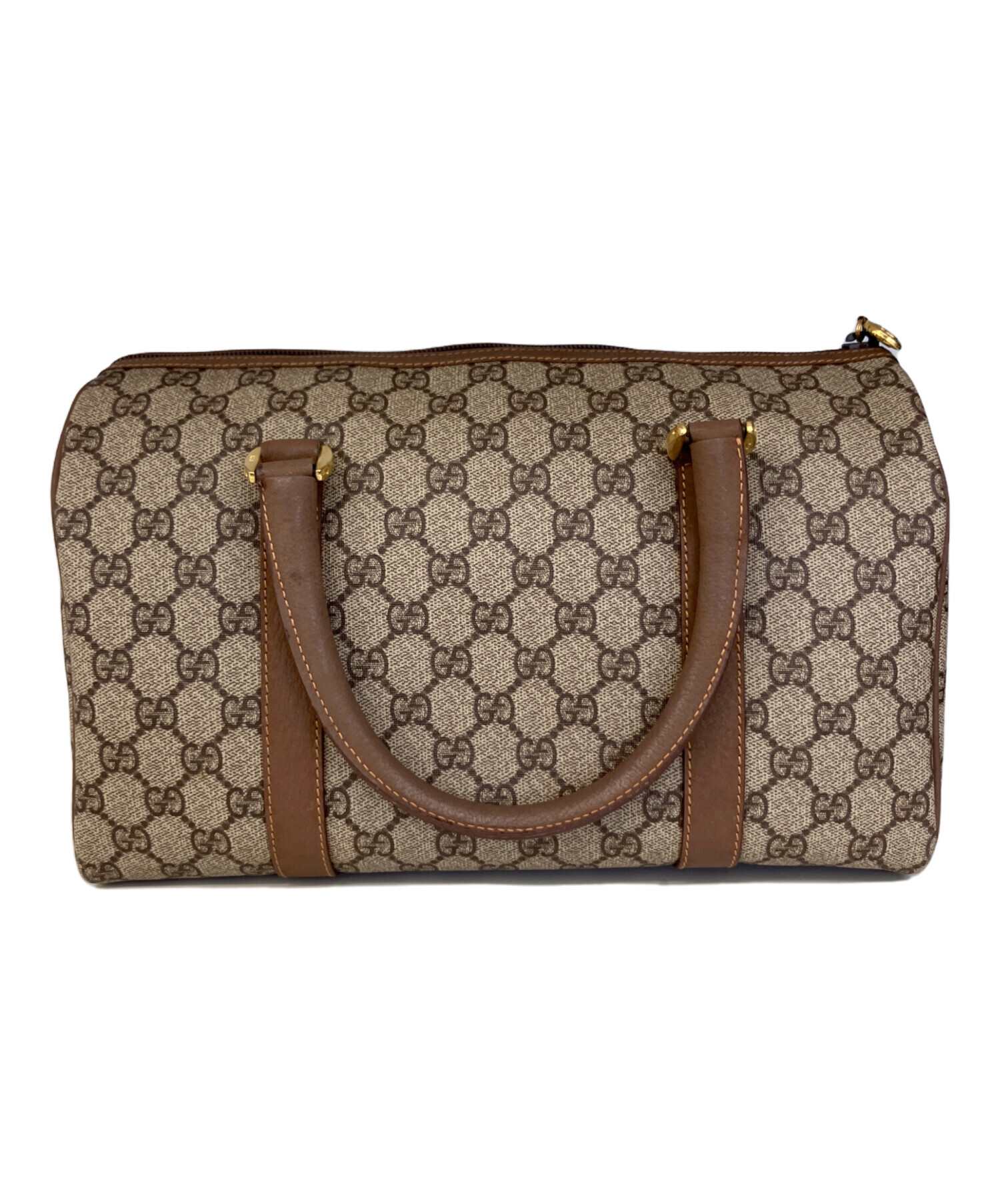 【3連休価格お値下】Gucci ボストンバッグ ベージュ・ブラウン 中古・古着通販】GUCCI (グッチ) ボストンバッグ ベージュ×ブラウン