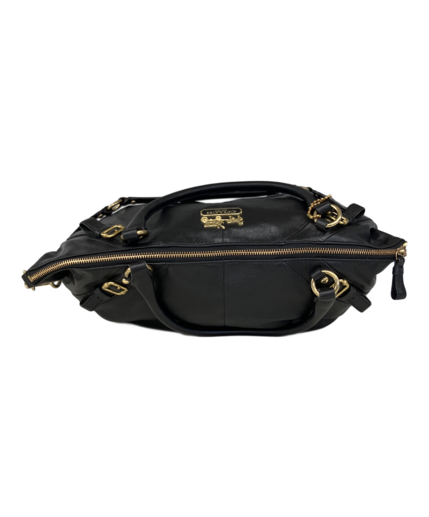 中古・古着通販】COACH (コーチ) レザーハンドバッグ ブラック