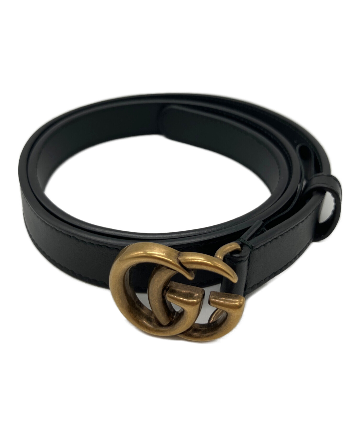 中古・古着通販】GUCCI (グッチ) ダブルGGスリムベルト ブラック