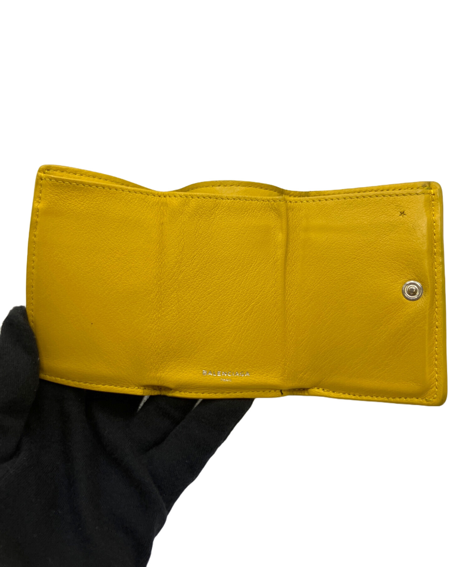 BALENCIAGA 三つ折り財布 イエロー 中古・古着通販】BALENCIAGA (バレンシアガ) 3つ折り財布 イエロー
