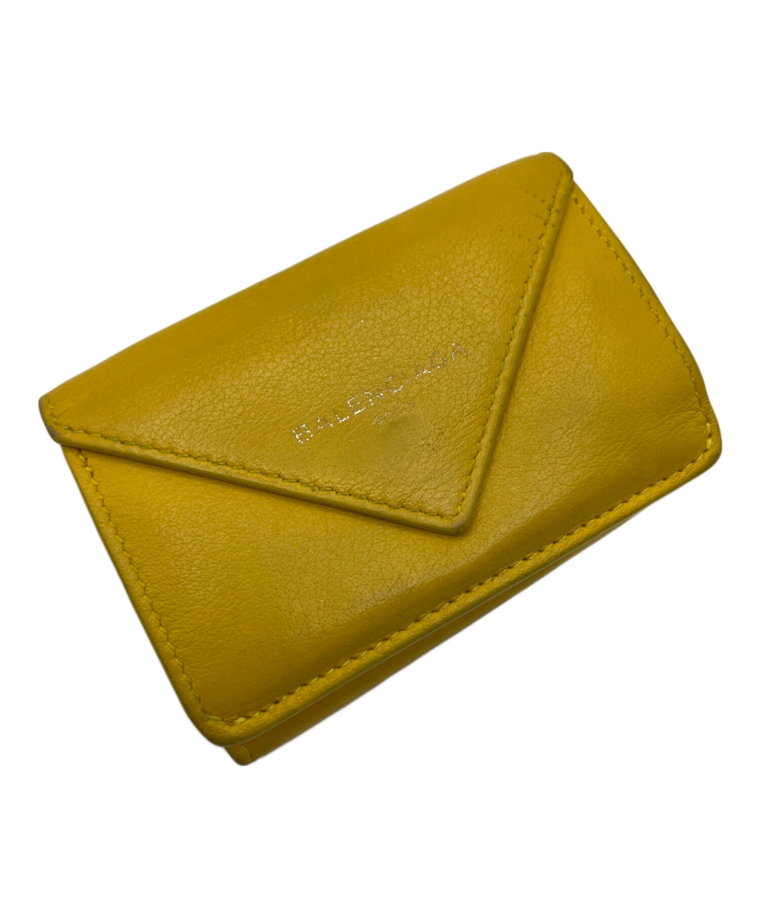 BALENCIAGA 三つ折り財布 イエロー 中古・古着通販】BALENCIAGA (バレンシアガ) 3つ折り財布 イエロー
