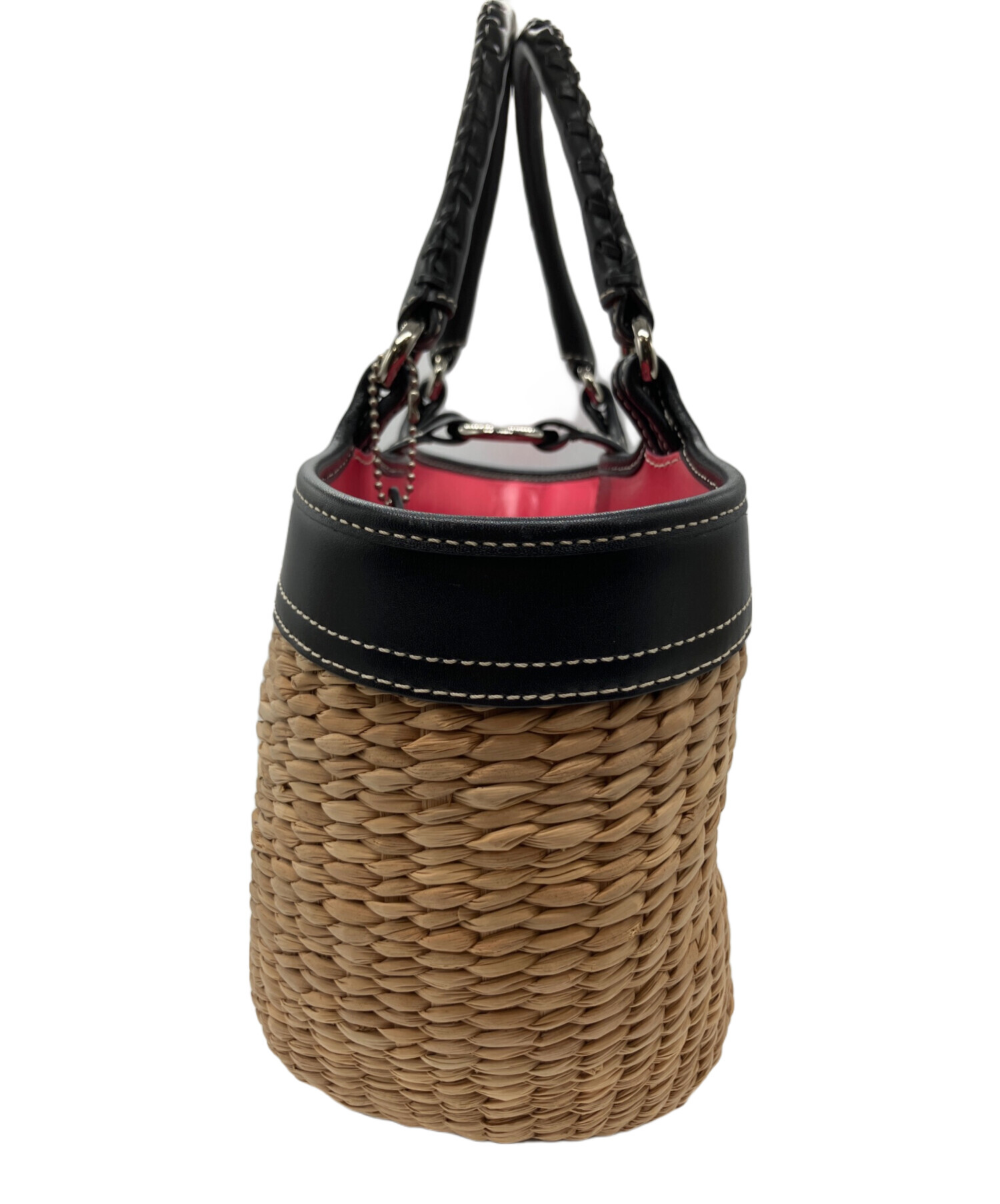 COACH ピンク ベージュ かごバッグ 中古・古着通販】COACH (コーチ) カゴバッグ ベージュ×ピンク