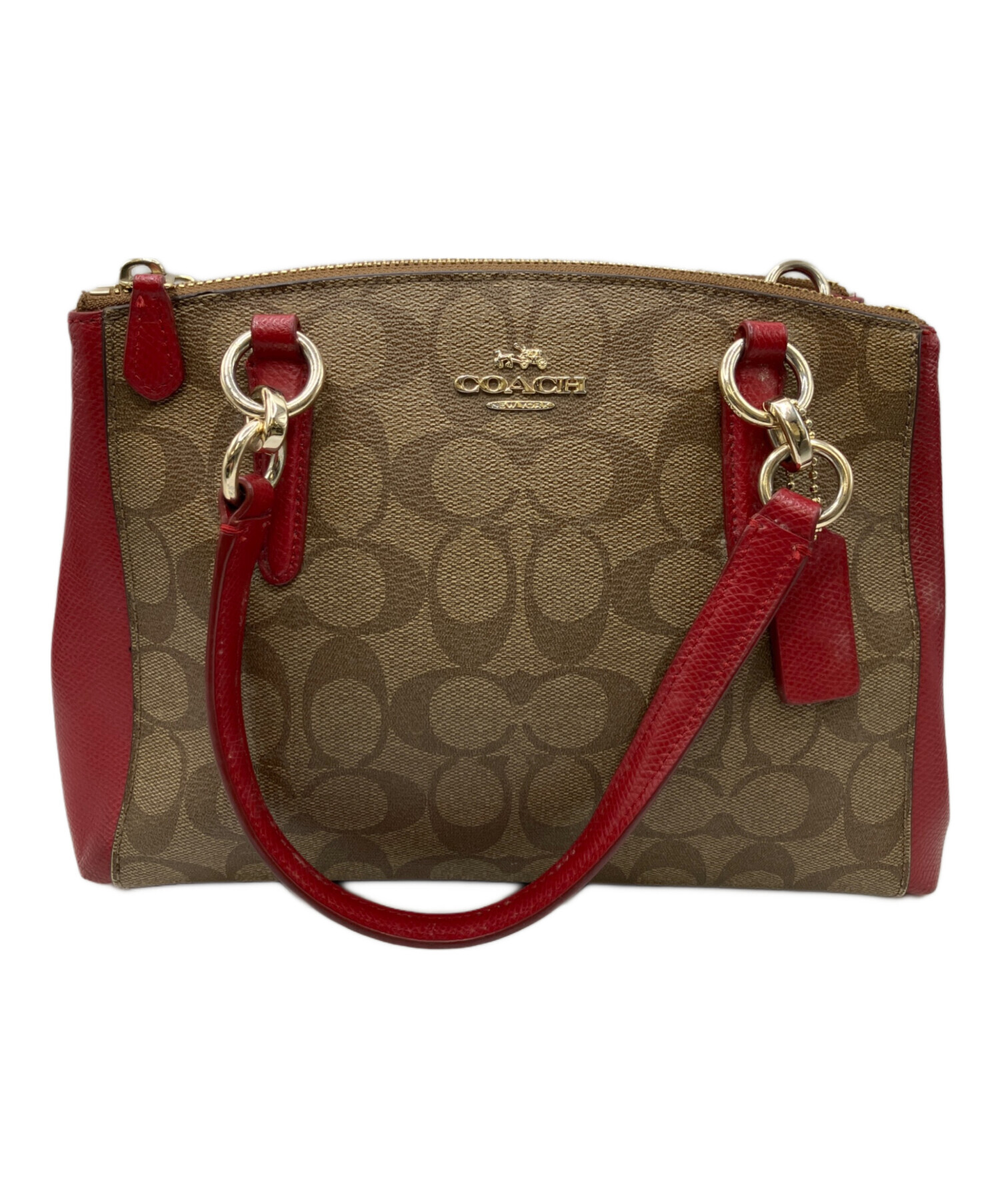 【2回使用】coach バッグ 中古・古着通販】COACH (コーチ) 2WAYバッグ レッド｜ブランド・古着
