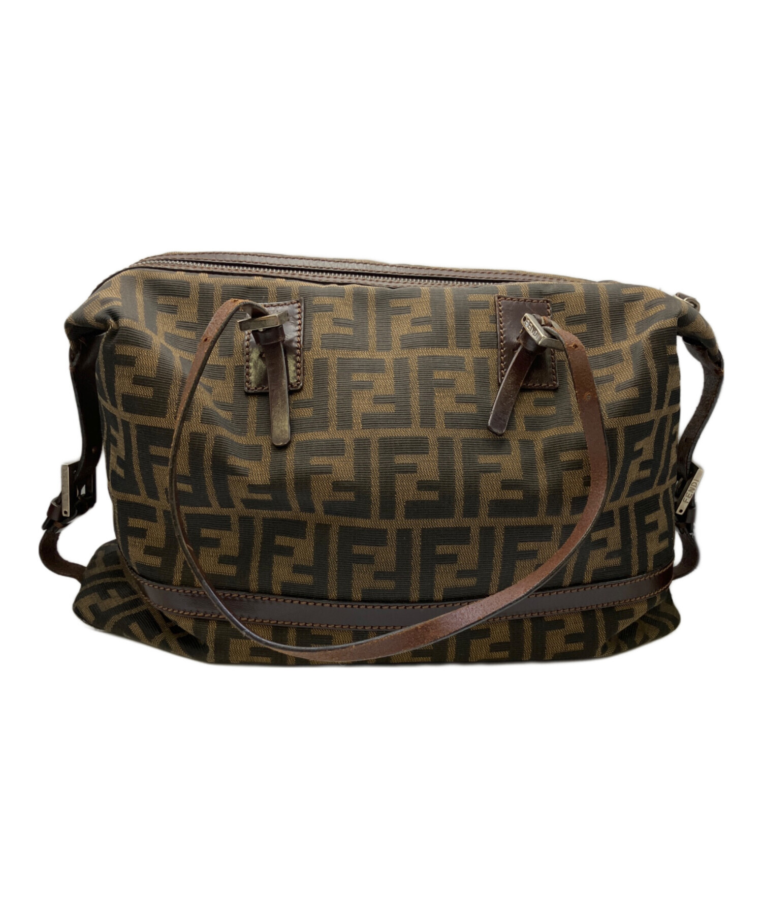 FENDI ハンドバッグ ジュート レザー ブラウン 中古・古着通販】FENDI (フェンディ) ハンドバッグ ブラウン｜ブランド
