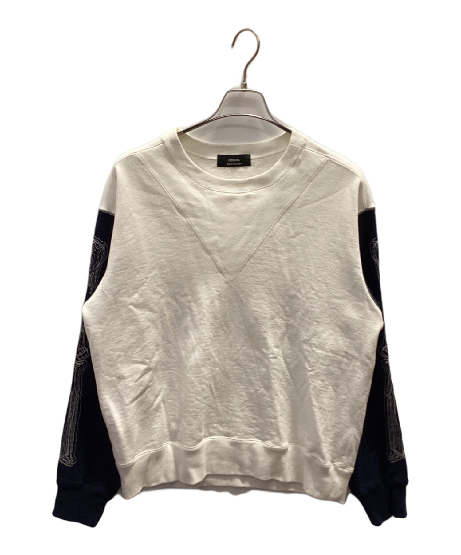 中古・古着通販】ensou (エンソウ) Bone Sweatshirt ネイビー×ホワイト 