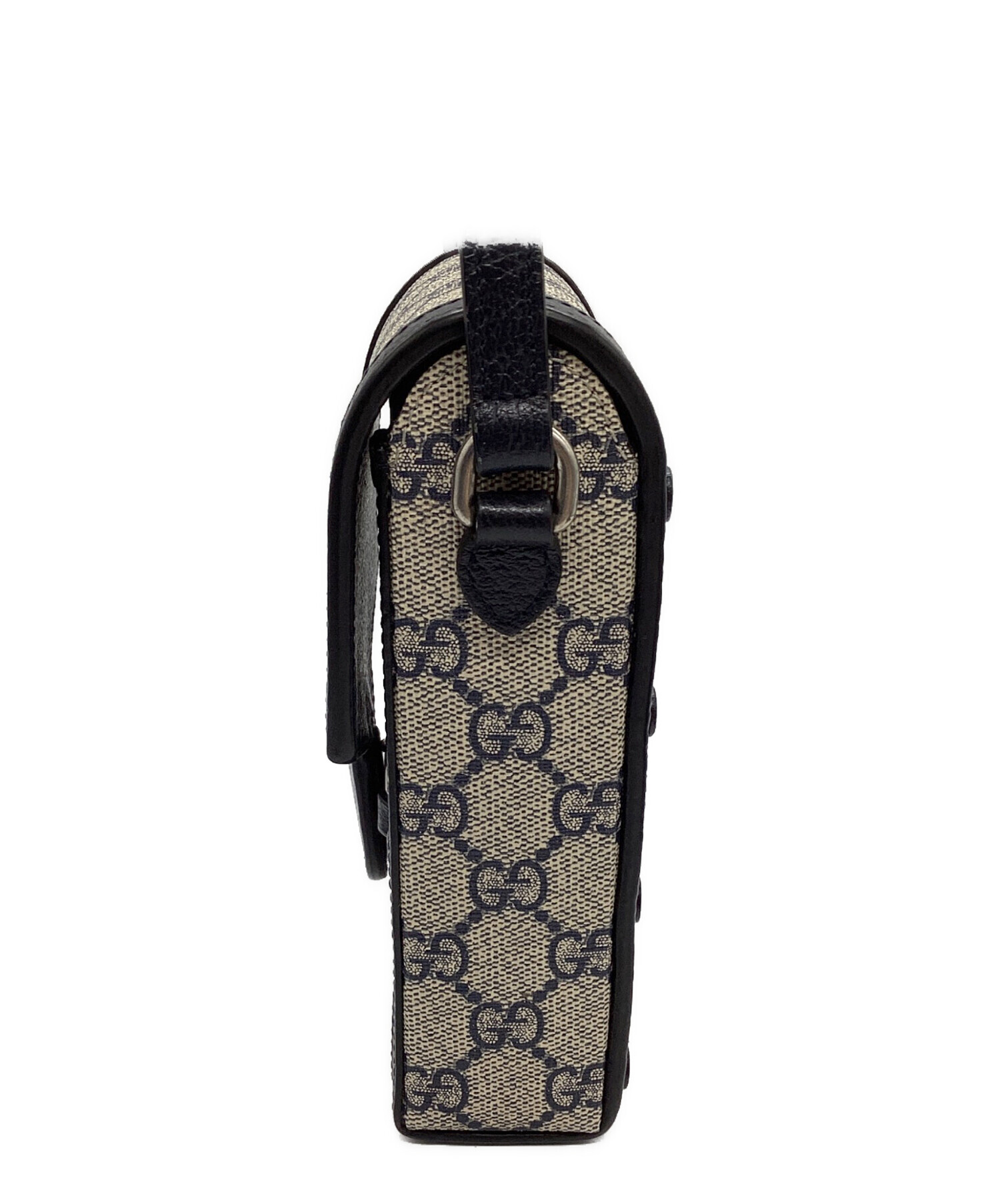 GUCCI ショルダーバッグ ベージュ/ブラック 中古・古着通販】GUCCI (グッチ) ショルダーバッグ ブラック×ベージュ