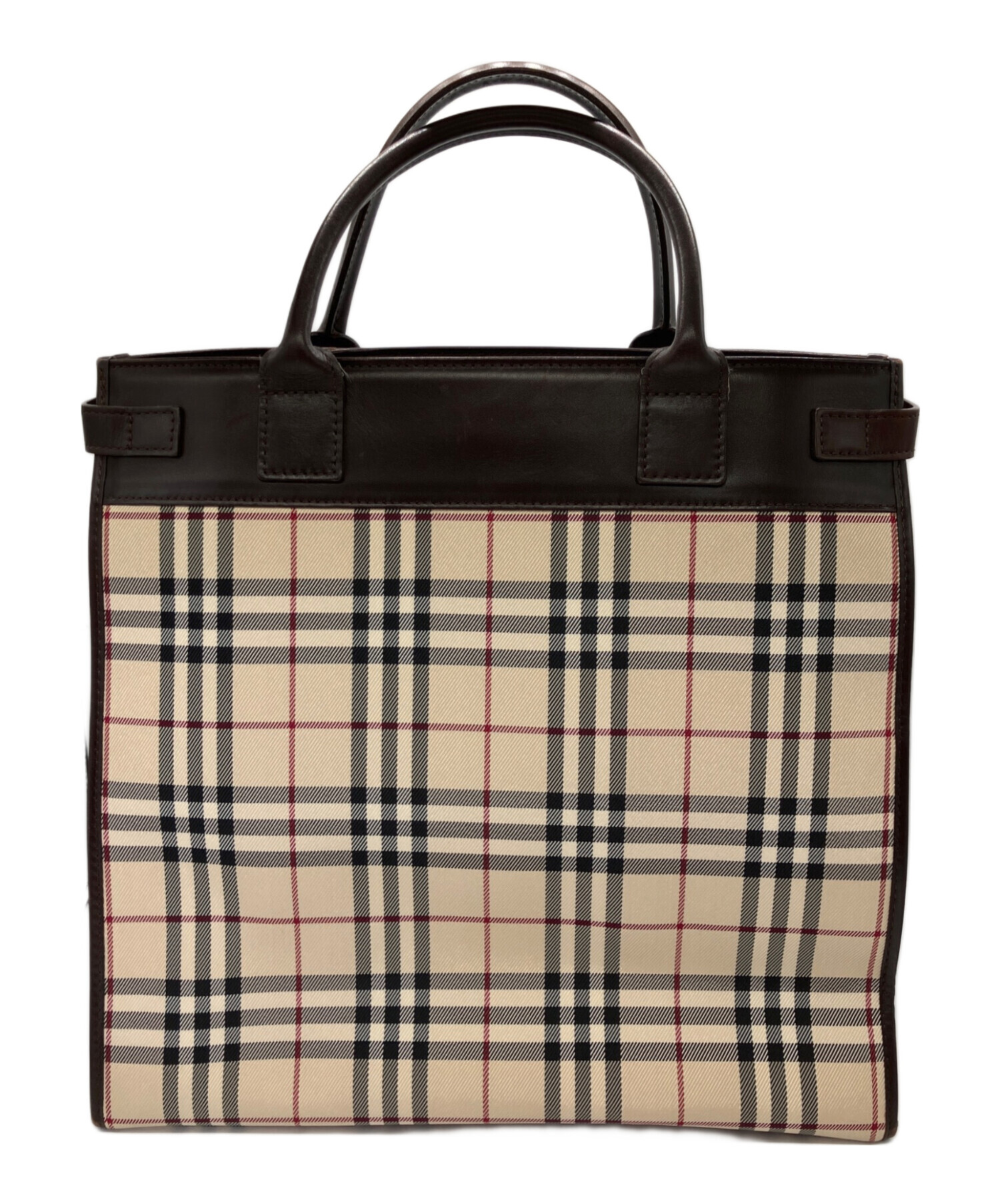 中古・古着通販】BURBERRY (バーバリー) スクエア2WAYバッグ ブラウン 