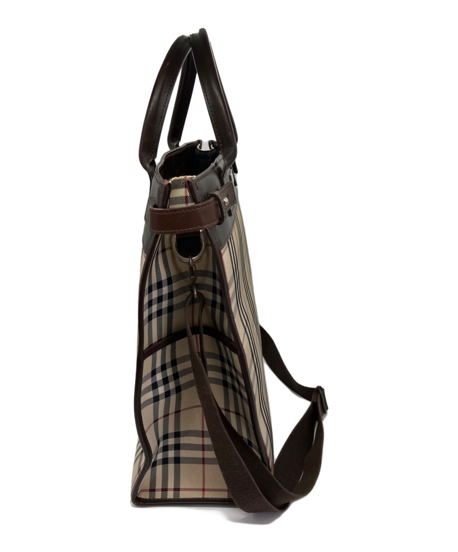 中古・古着通販】BURBERRY (バーバリー) スクエア2WAYバッグ ブラウン 