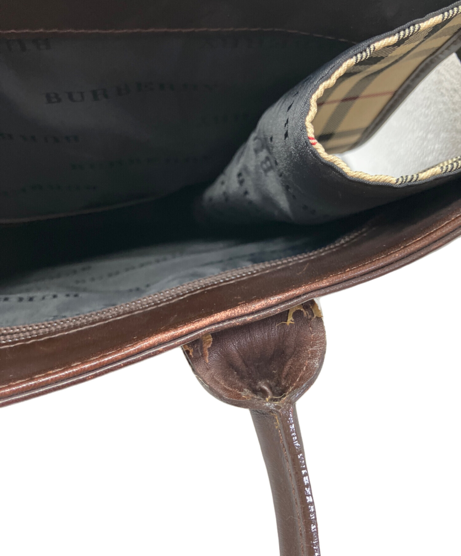 中古・古着通販】BURBERRY (バーバリー) スクエア2WAYバッグ ブラウン 