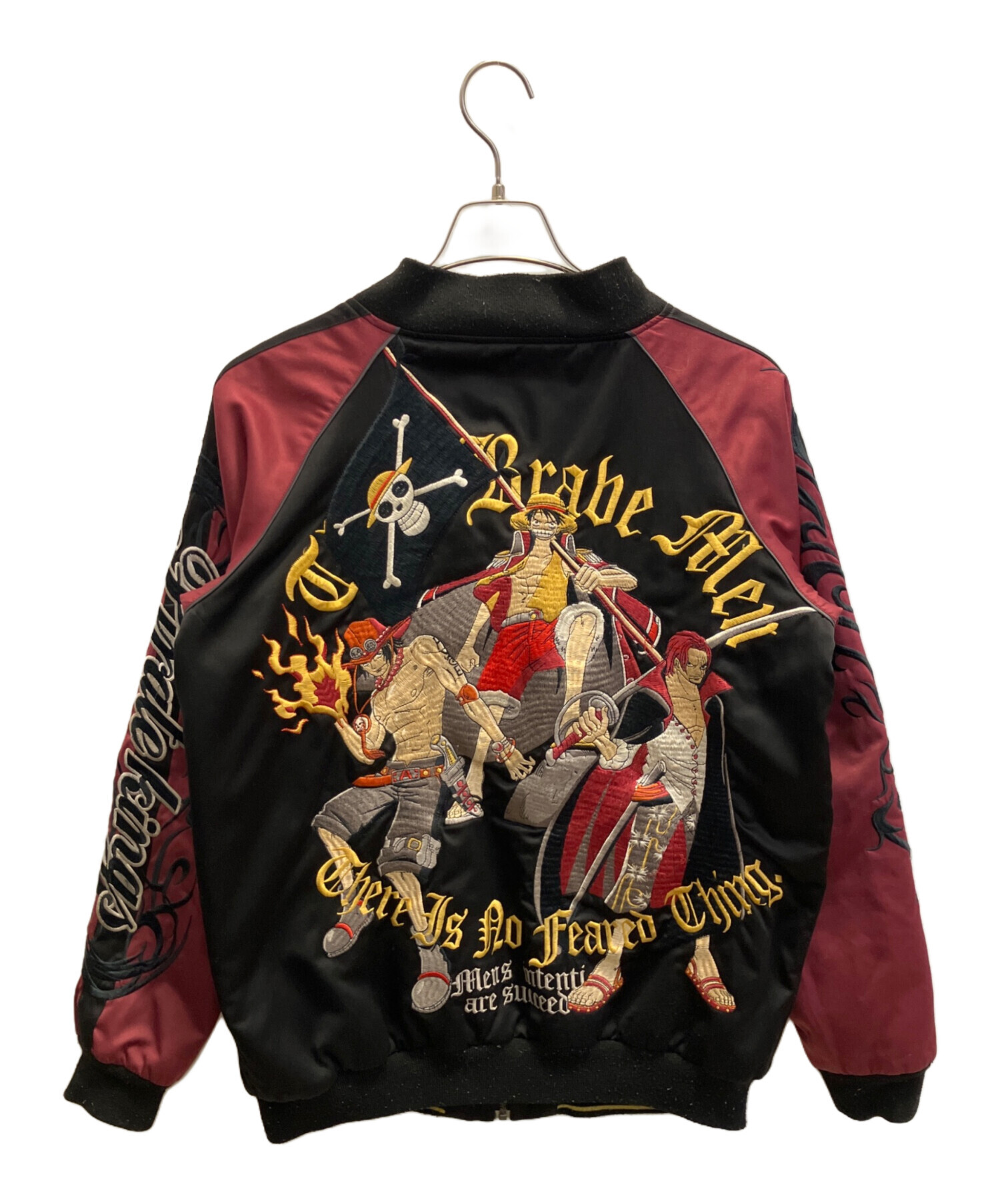 中古・古着通販】ONE PIECE (ワンピース) スカジャン ブラック×レッド