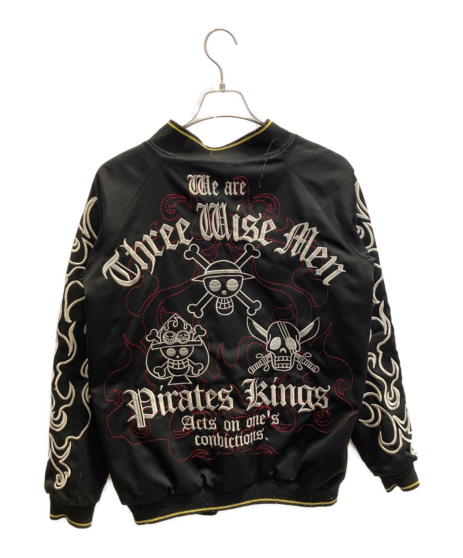 中古・古着通販】ONE PIECE (ワンピース) スカジャン ブラック×レッド