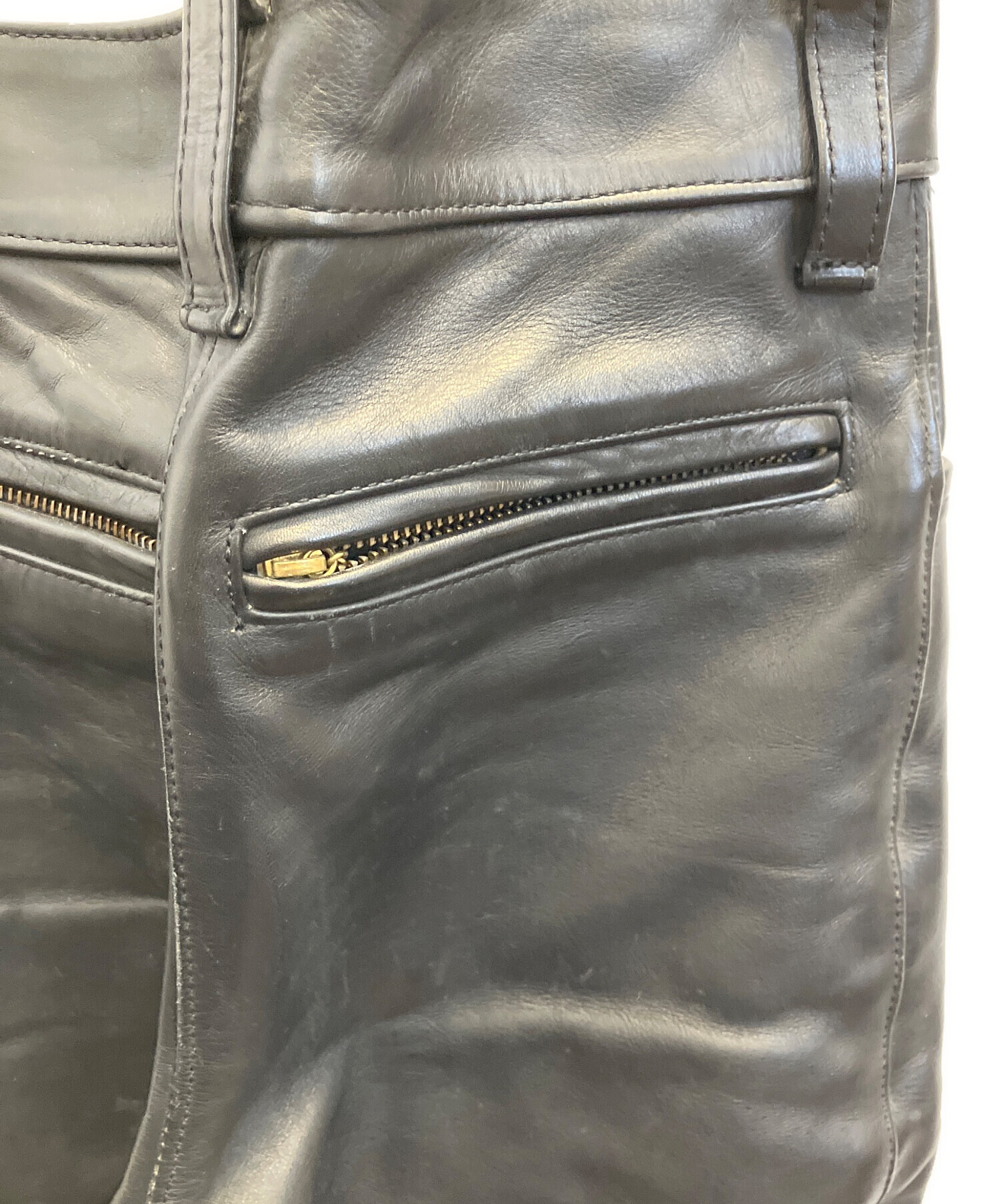 中古・古着通販】VANSON (バンソン) レザーパンツ ブラック サイズ