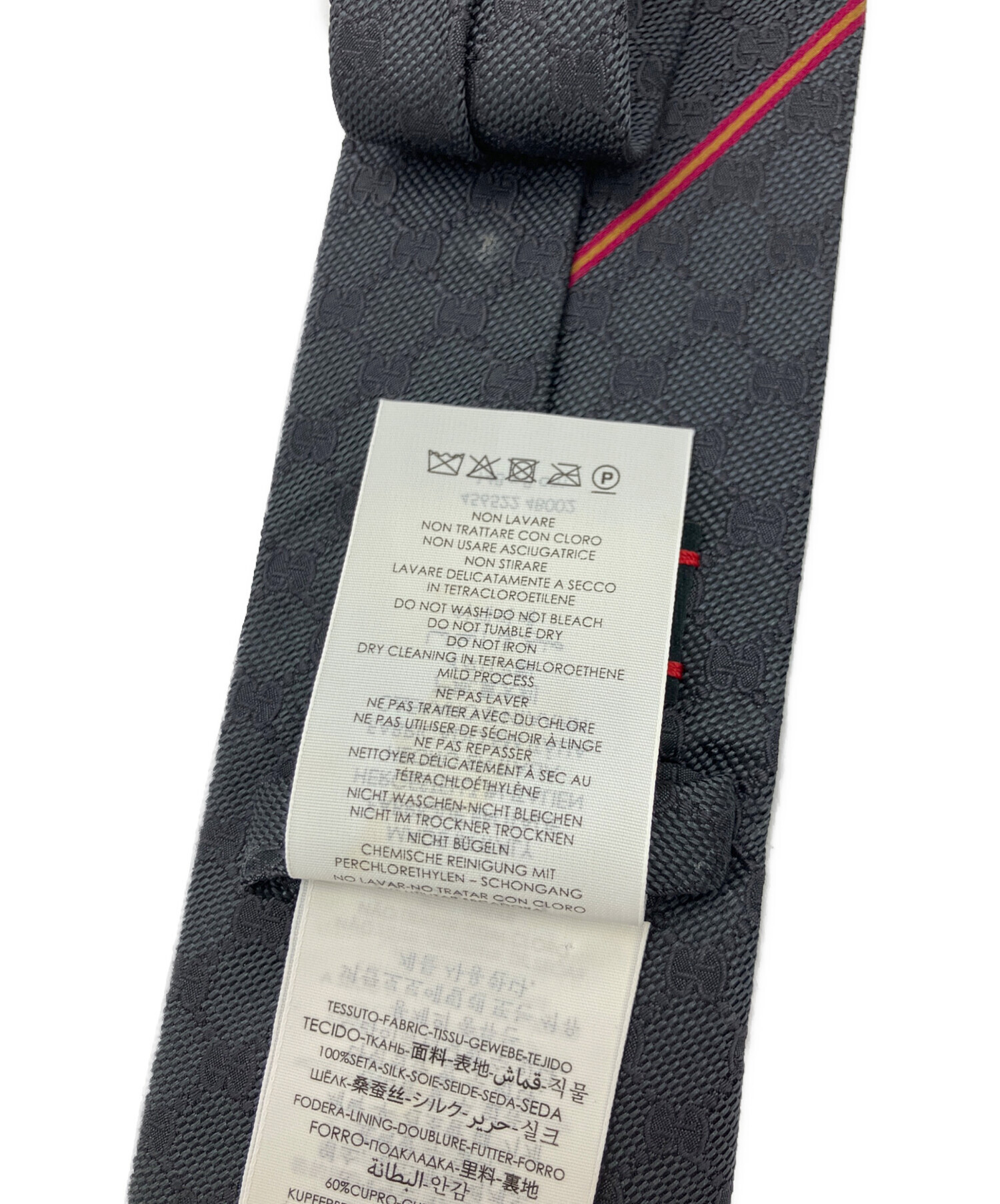中古・古着通販】GUCCI (グッチ) GG柄シルクネクタイ グレー サイズ