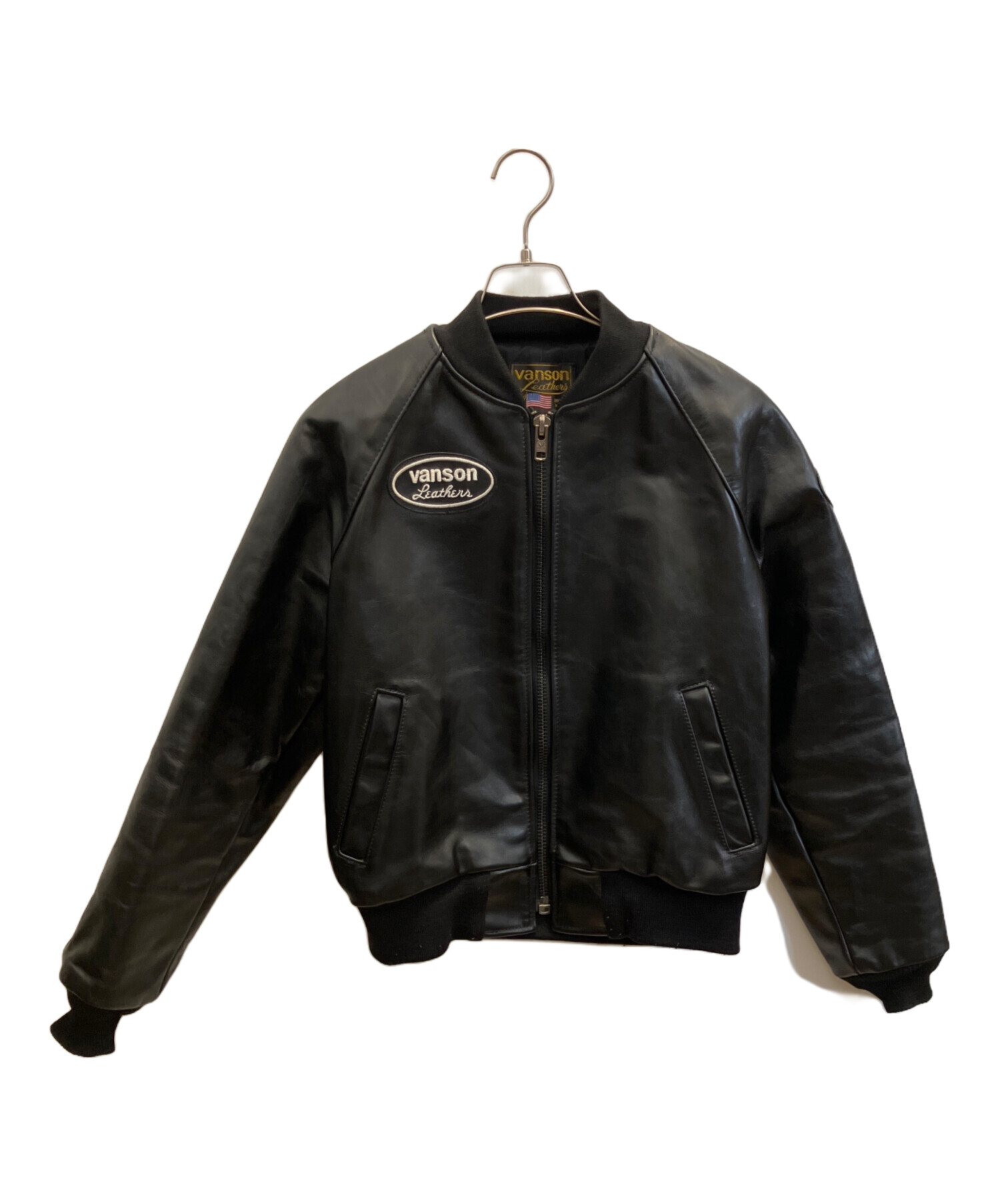 中古・古着通販】VANSON (バンソン) レザーブルゾン ブラック サイズ 