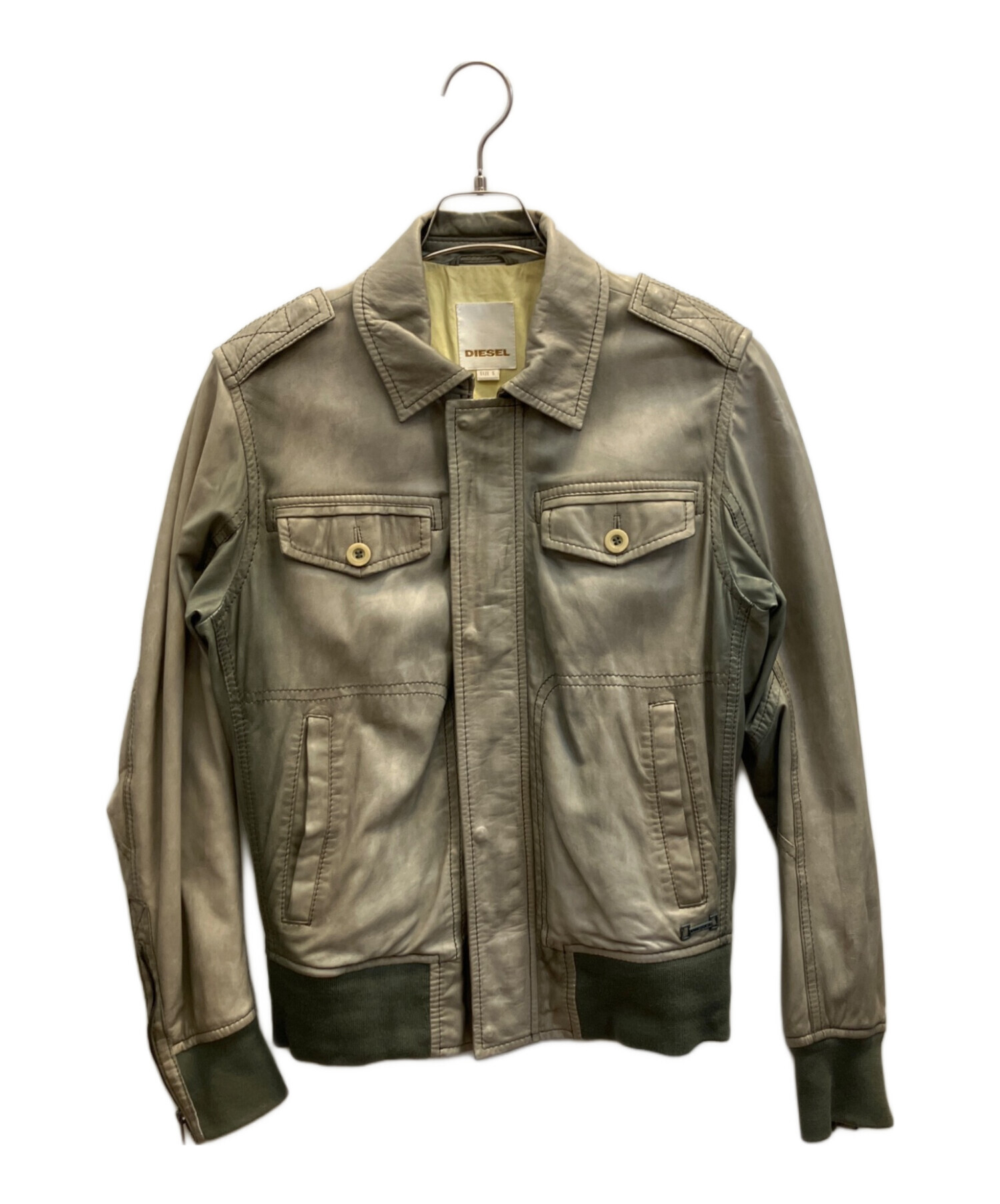 中古・古着通販】DIESEL (ディーゼル) レザージャケット グレー サイズ 