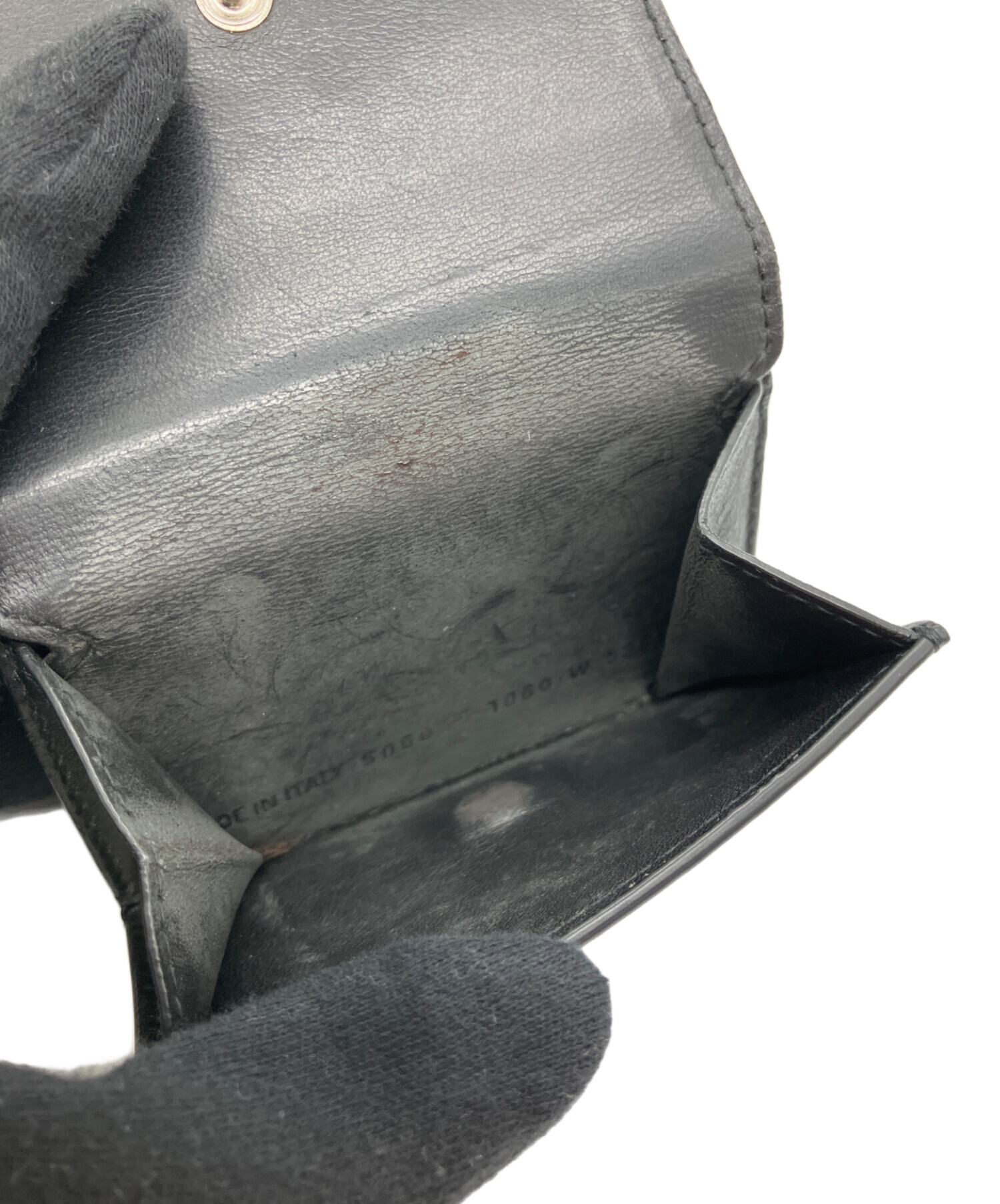 ⭐️未使用級⭐️　バレンシアガ　エブリデイ　ミニウォレット　三つ折り　ブラック 極美品✨バレンシアガ エブリデイ 三つ折り ミニ財布 シボ革 レザー