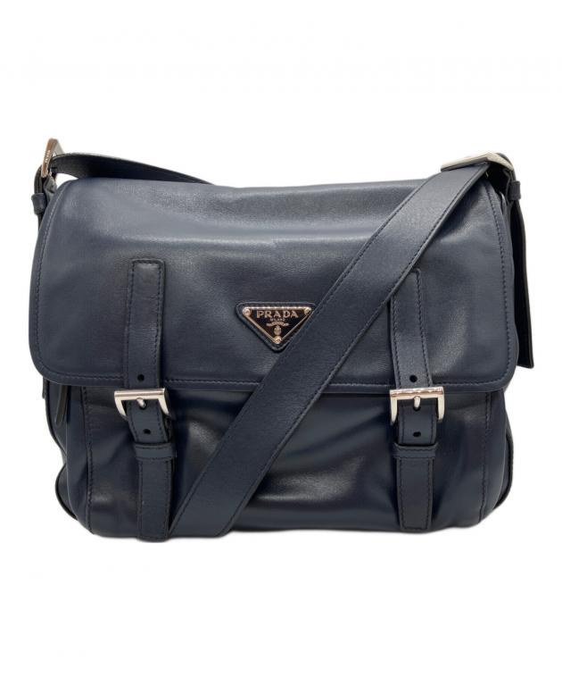 プラダ　メッセンジャーバッグ　ネイビー 中古・古着通販】PRADA (プラダ) ダブルストラップ メッセンジャー