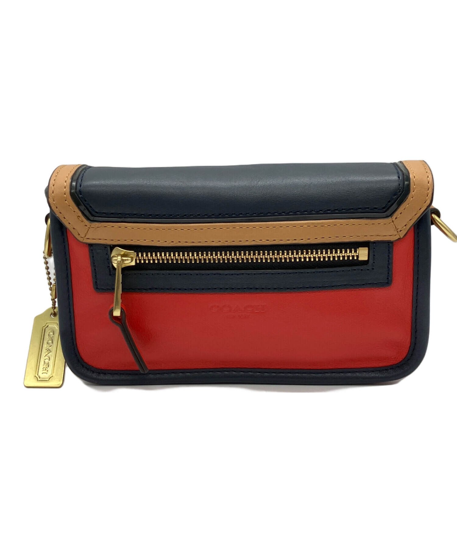 中古・古着通販】COACH (コーチ) ショルダーバッグ レッド×ネイビー