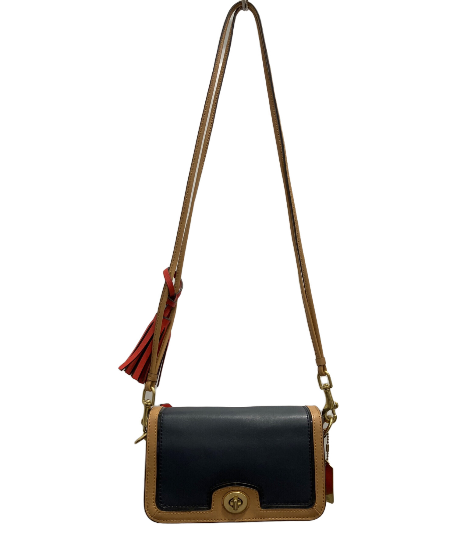 中古・古着通販】COACH (コーチ) ショルダーバッグ レッド×ネイビー