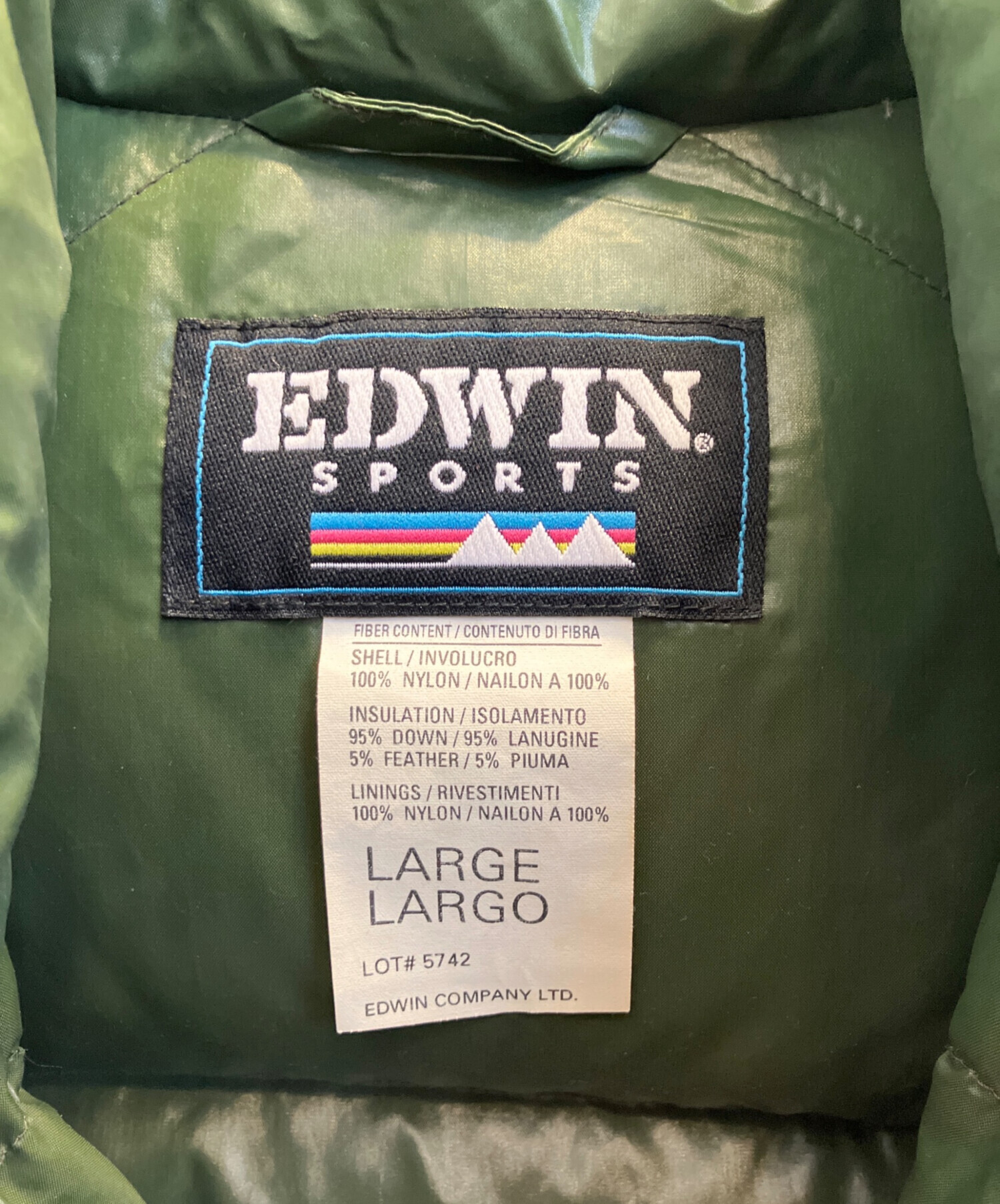 中古・古着通販】EDWIN (エドウィン) ダウンジャケット グリーン