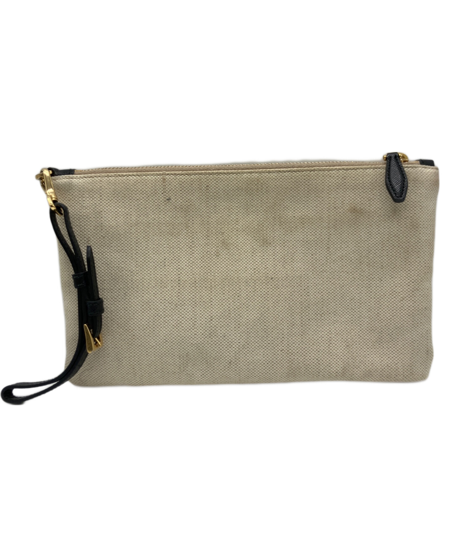PRADA プラダ カナパ キャンバス ポーチ 【中古品】 中古・古着通販】PRADA (プラダ) カナパキャンバスポーチ アイボリー