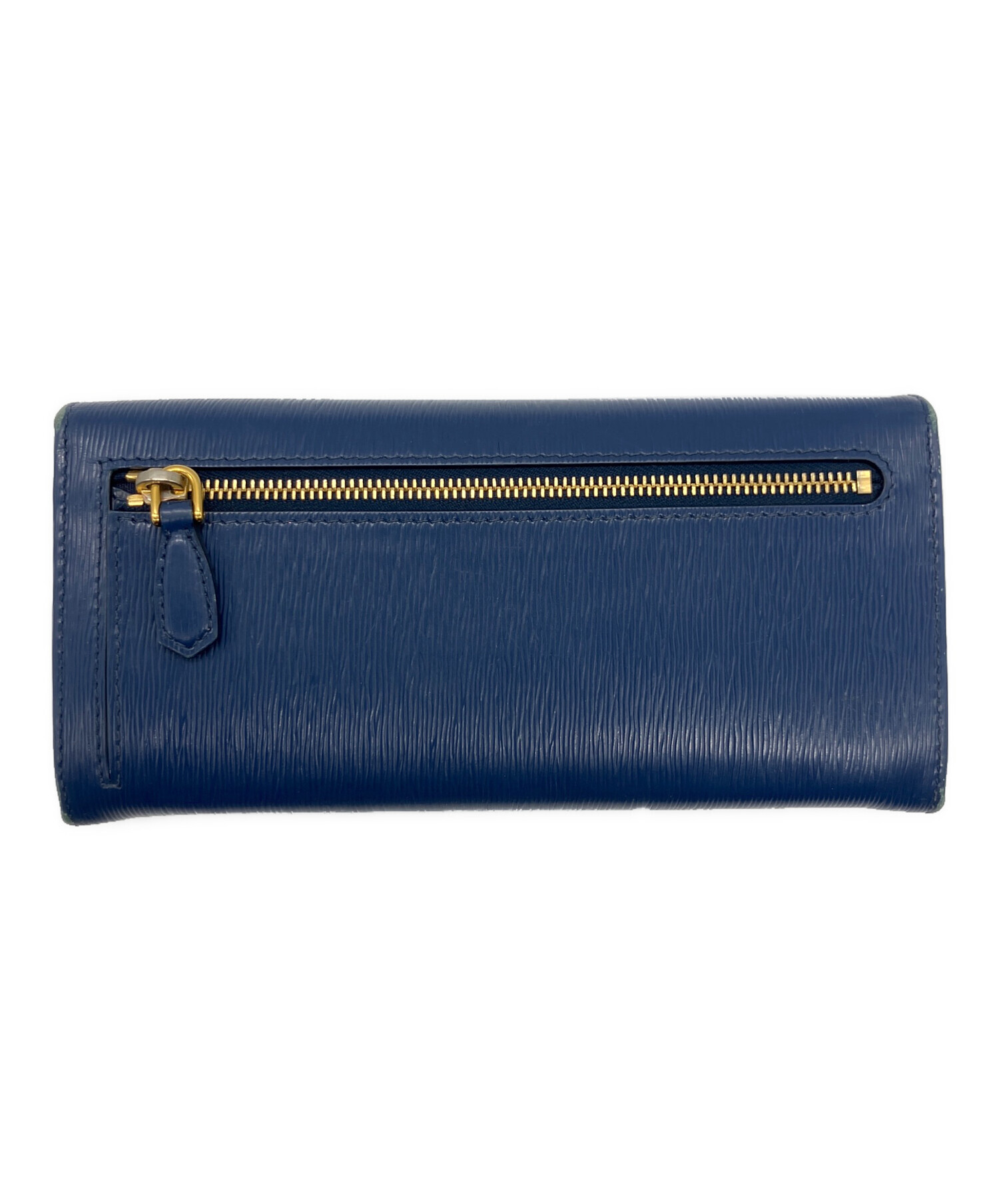 PRADA プラダ 長財布 レザー ブルー 箱付き 正規品　ヴィンテージ 中古・古着通販】PRADA (プラダ) Wホック/カードケース付きレザー長