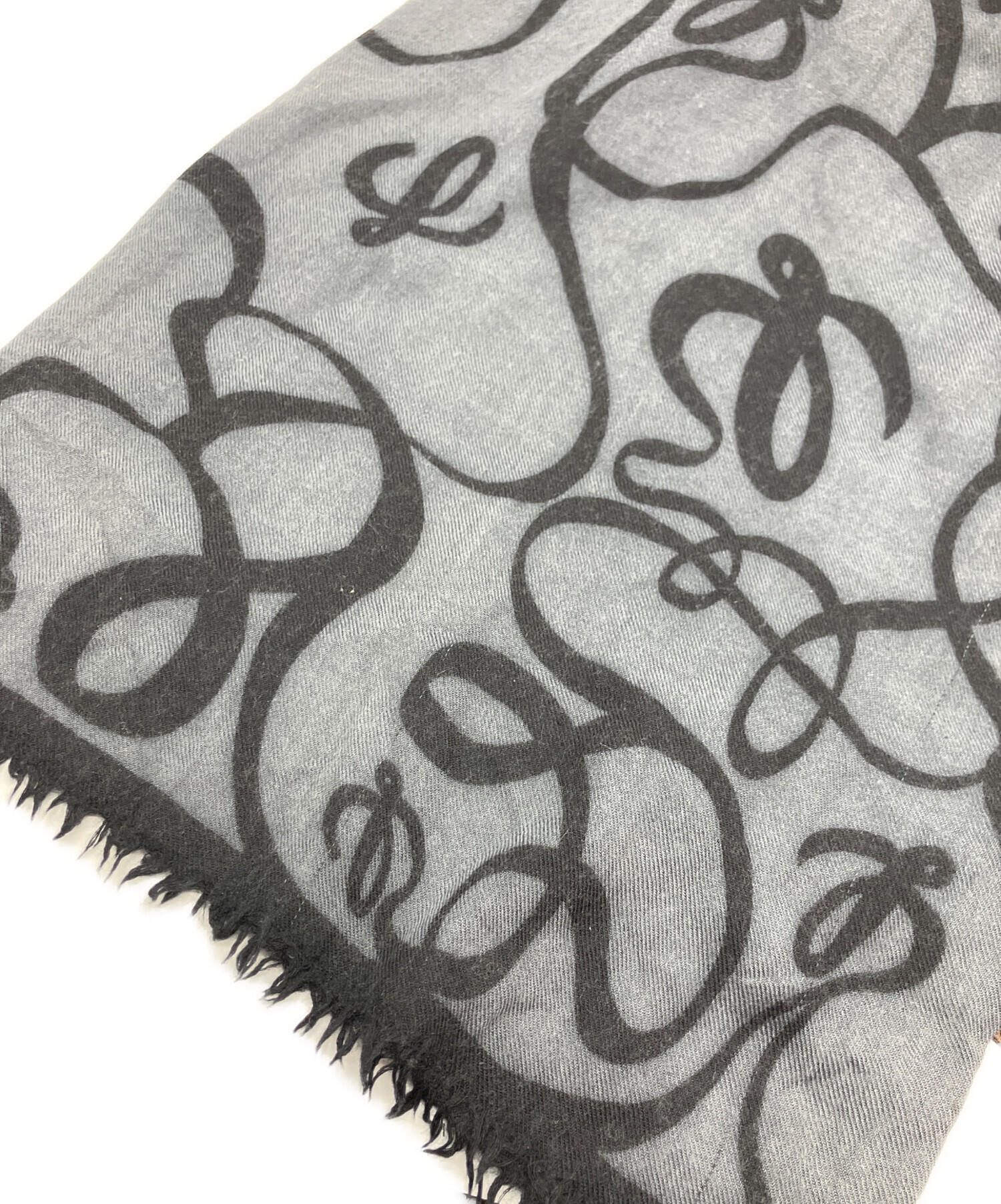 中古・古着通販】LOEWE (ロエベ) マフラー グレー×ブラック｜ブランド