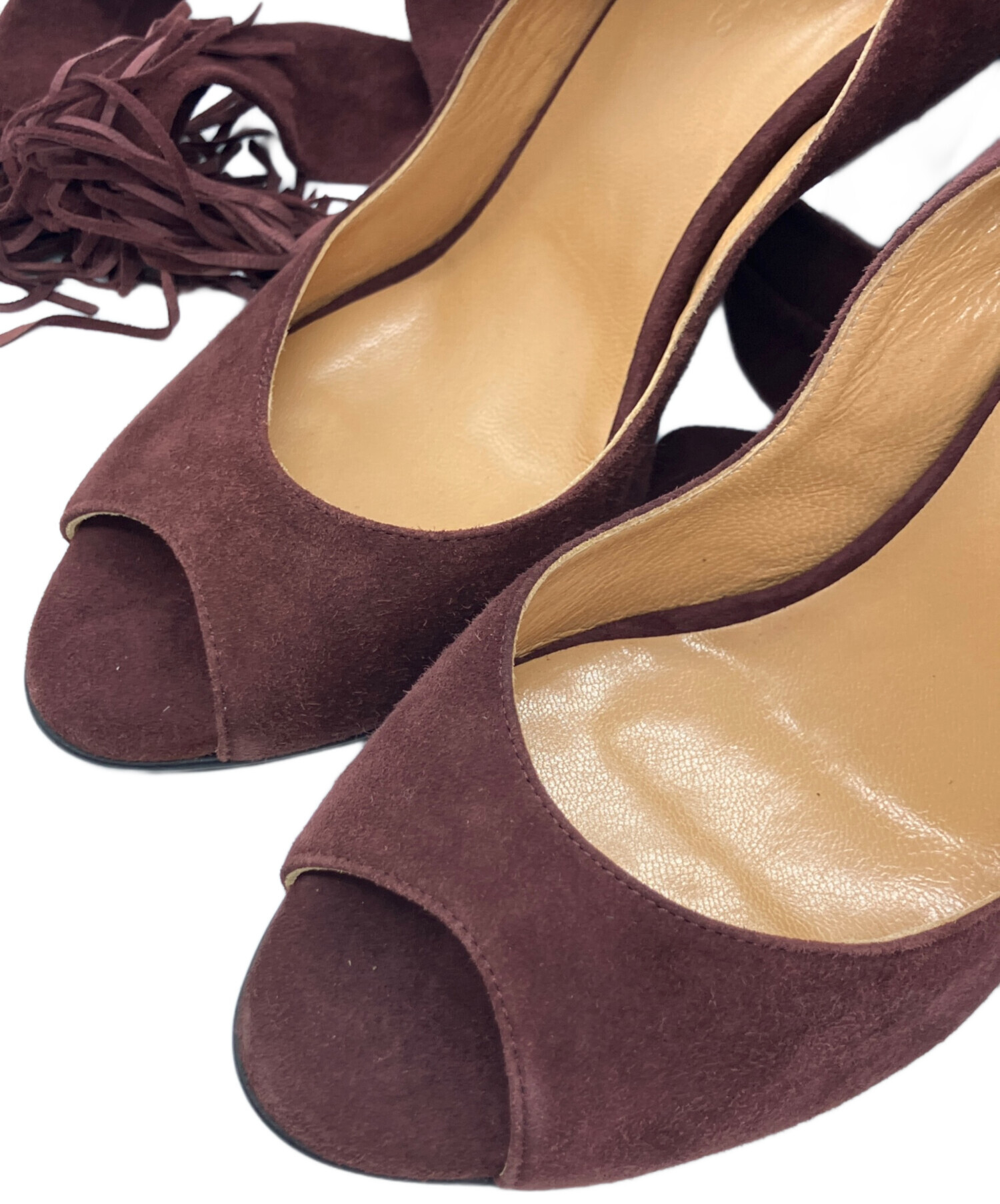 中古・古着通販】HERMES (エルメス) オープントゥーパンプス ワイン