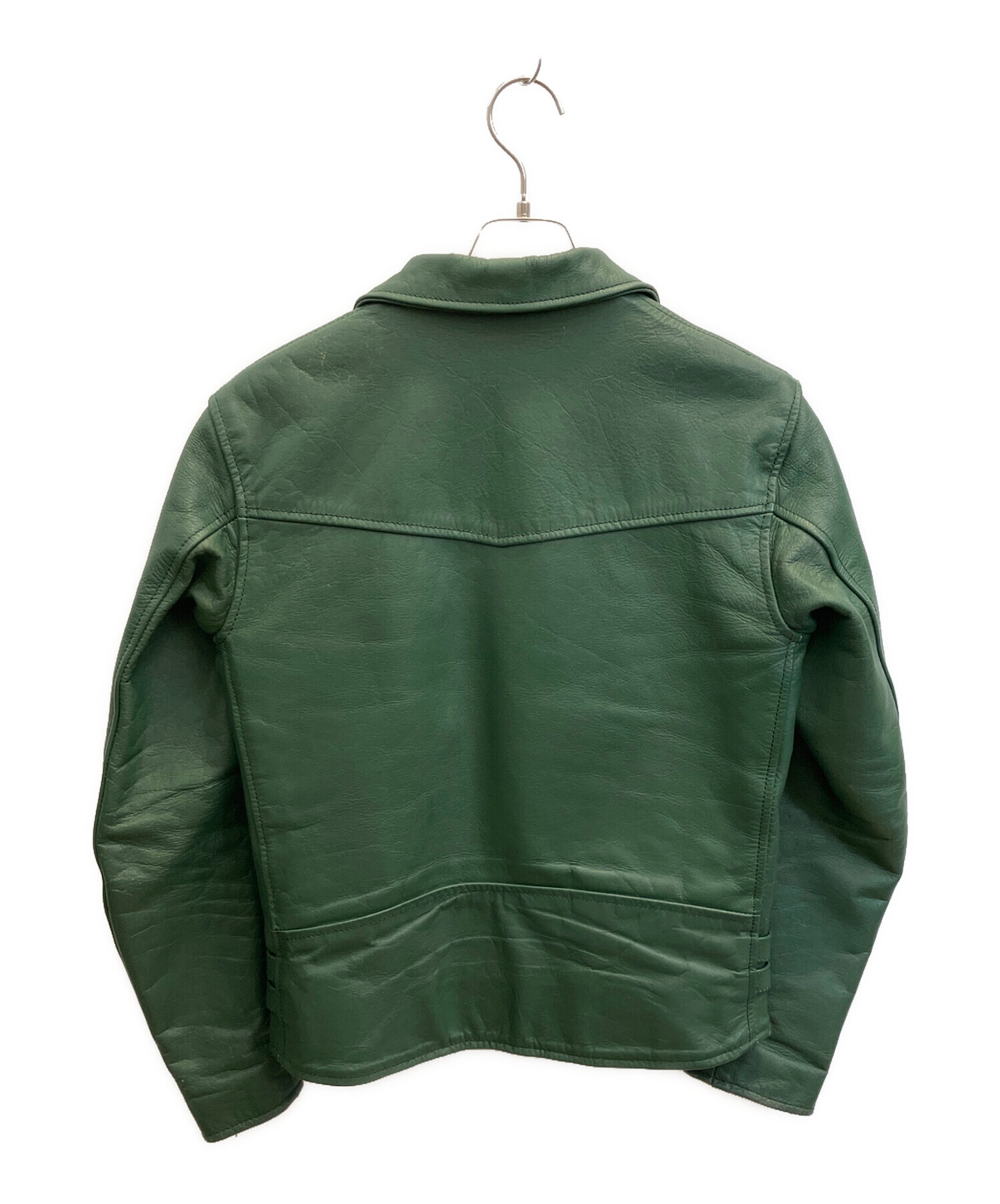 【英国製】ダブルライダースジャケット　グリーン　レザー　40 ヴィンテージ 中古・古着通販】VINTAGE (ヴィンテージ) ダブルライダースジャケット
