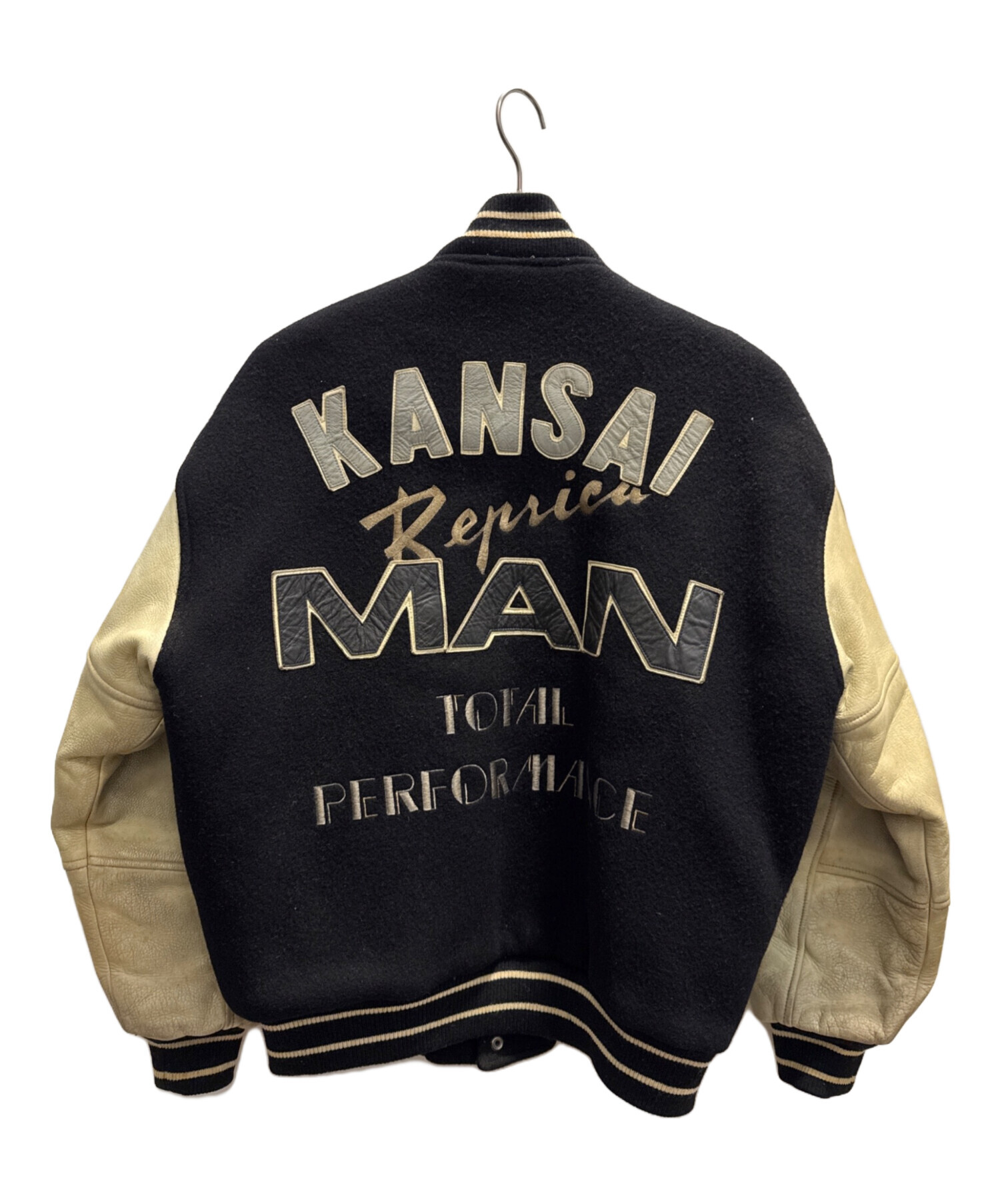 [90s KANSAI MAN] ウールスタジャン ジャケット M3 ブラック 中古・古着通販】KANSAI MAN (カンサイマン) スタジャン ブラック