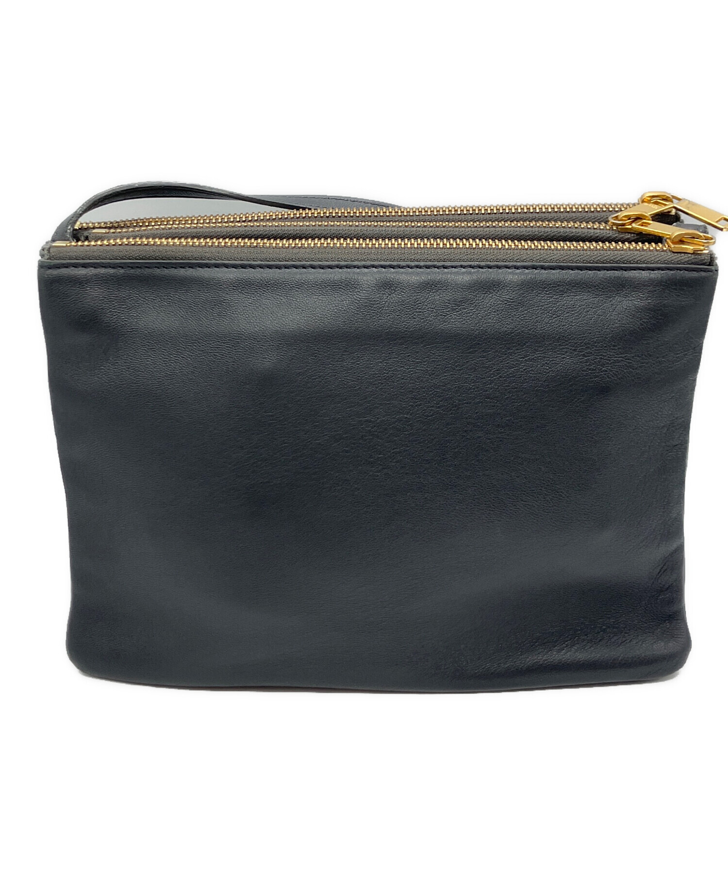 CELINE ラージ トリオ レザー ショルダー バッグ 中古・古着通販】CELINE (セリーヌ) ショルダーバッグ トリオラージ