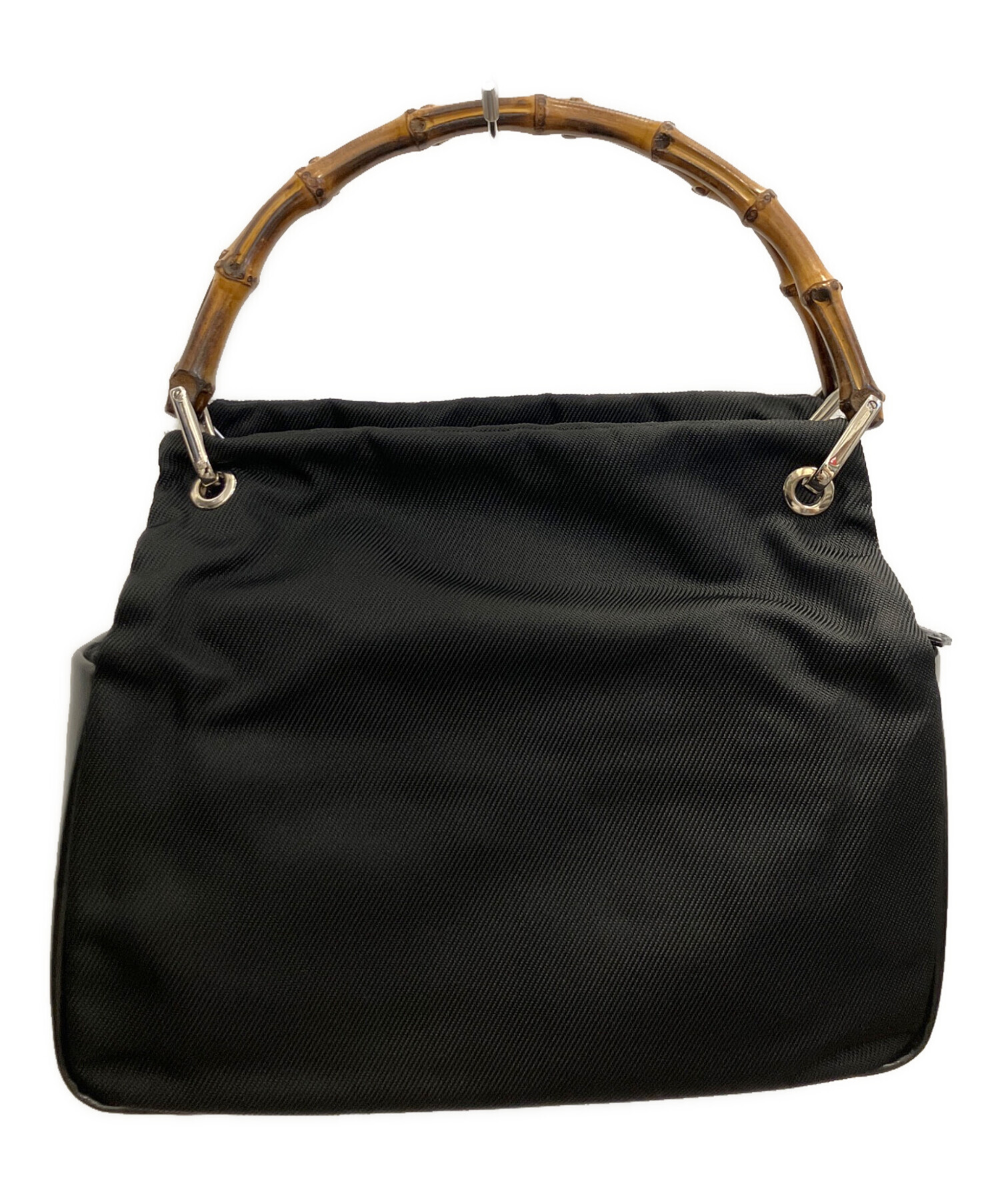 中古・古着通販】GUCCI (グッチ) バンブーハンドバッグ ブラック 