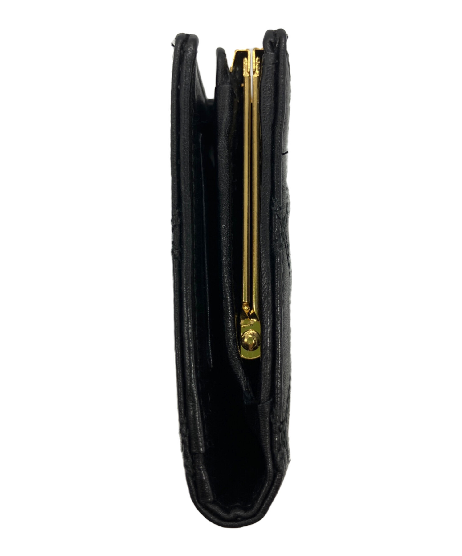 中古・古着通販】CHANEL (シャネル) がま口2つ折り財布 ブラック