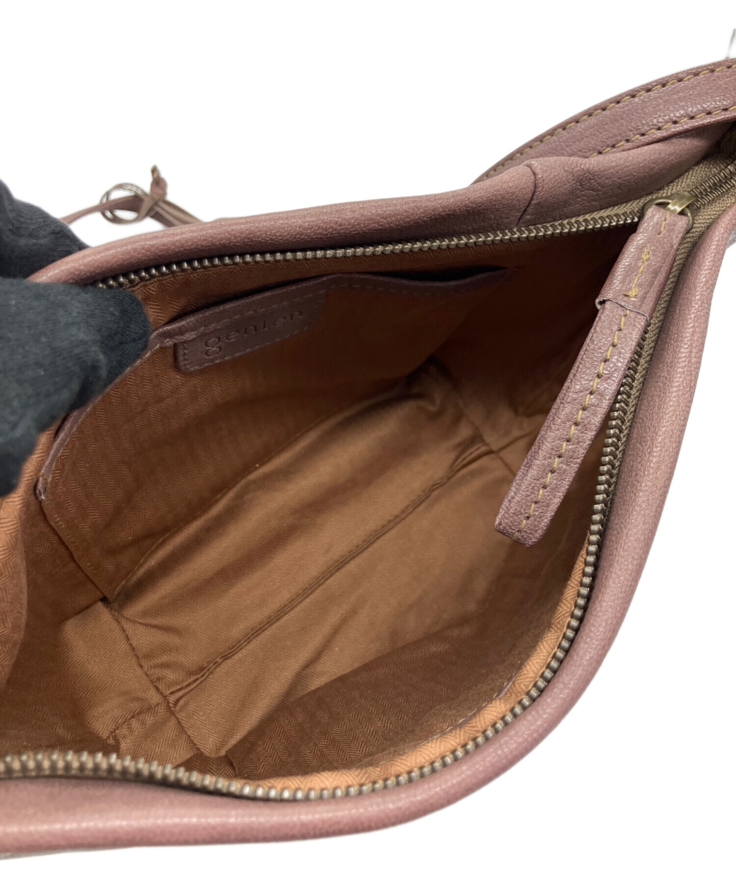 genten ゲンテン レッジェーロ2 ショルダーバッグ カーフ ブラウン系 レディース/353198【中古】 genten - genten(ゲンテン) ショルダーバッグ - ダークブラウン レザー